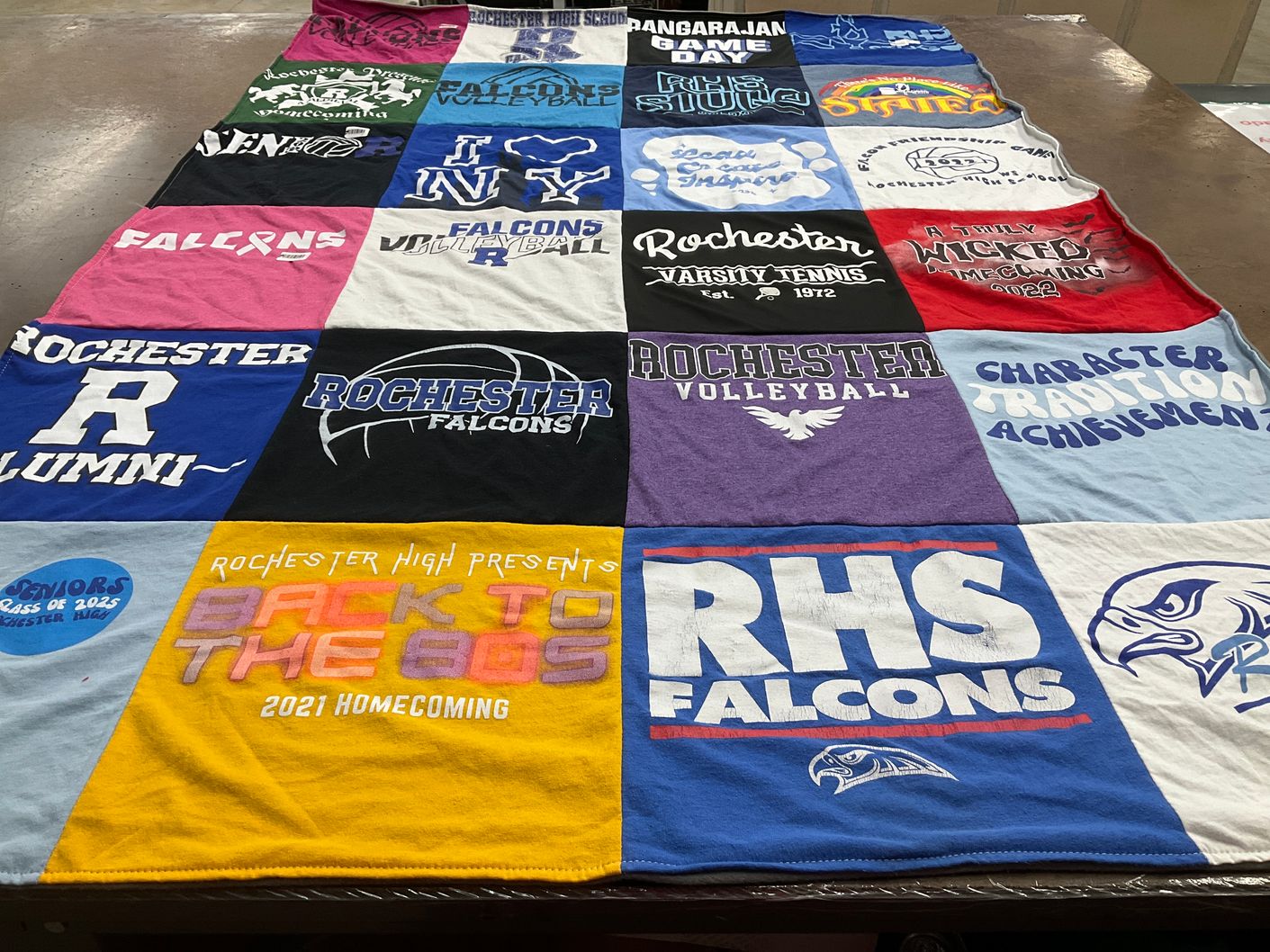 T-shirt quilt featuring rochester falcons by Aarthi from MI