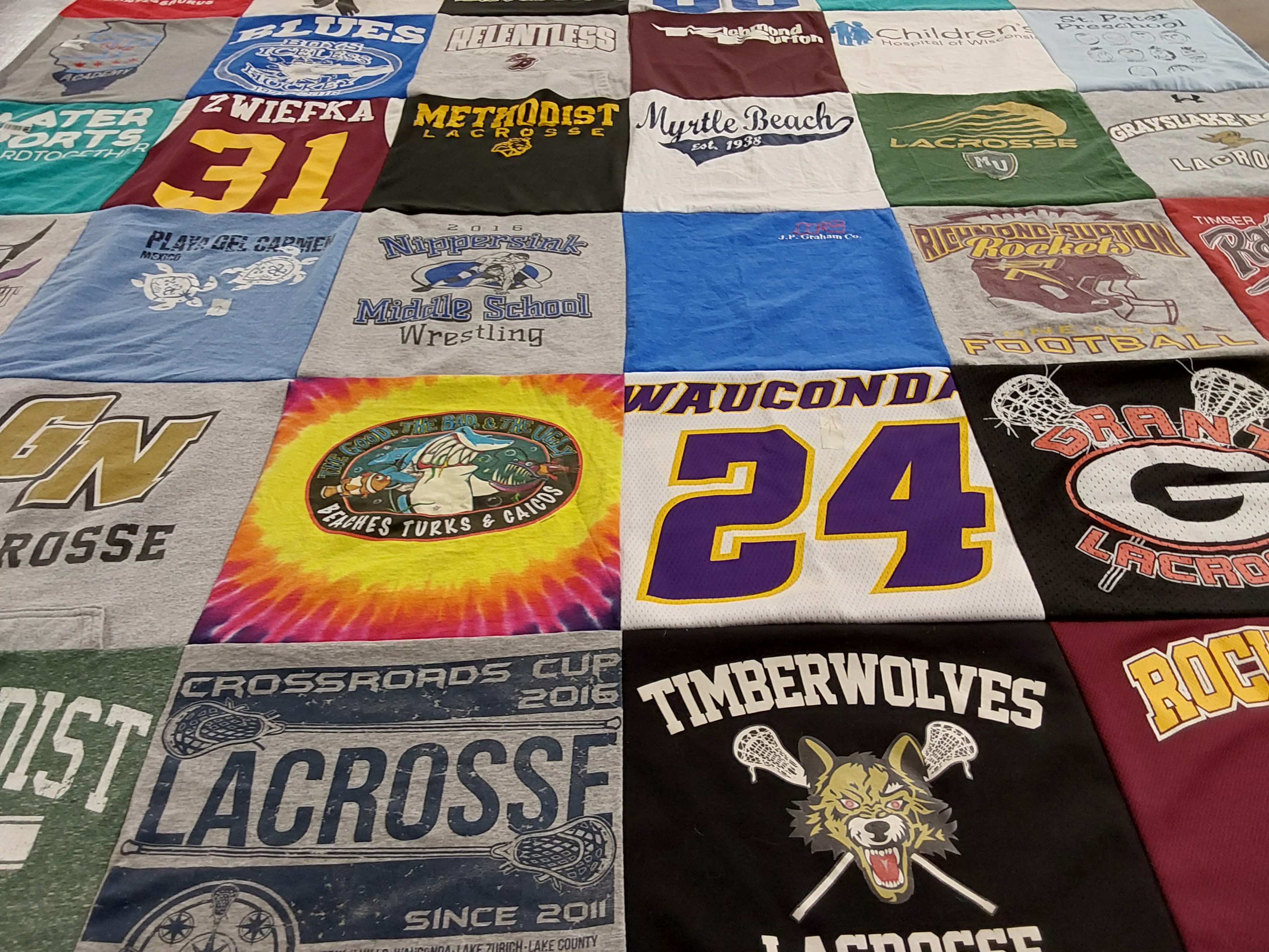 T-shirt quilt featuring wauconda high school, richmond bourbon rockets by tami from IL