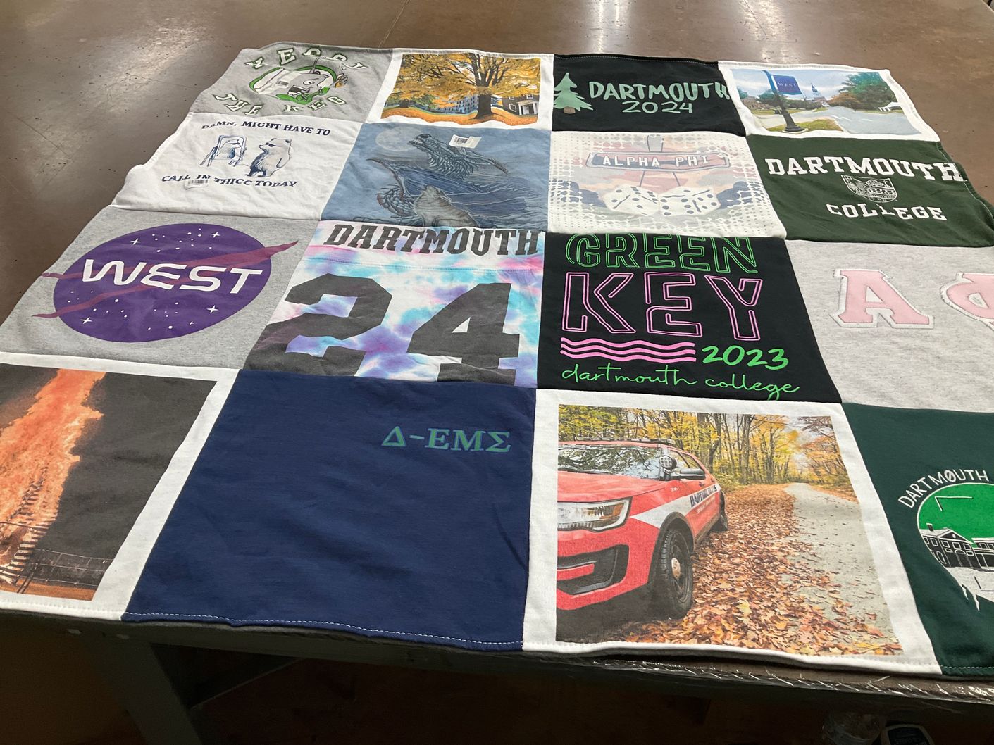 T-shirt quilt from dartmouth college by Grace from NY
