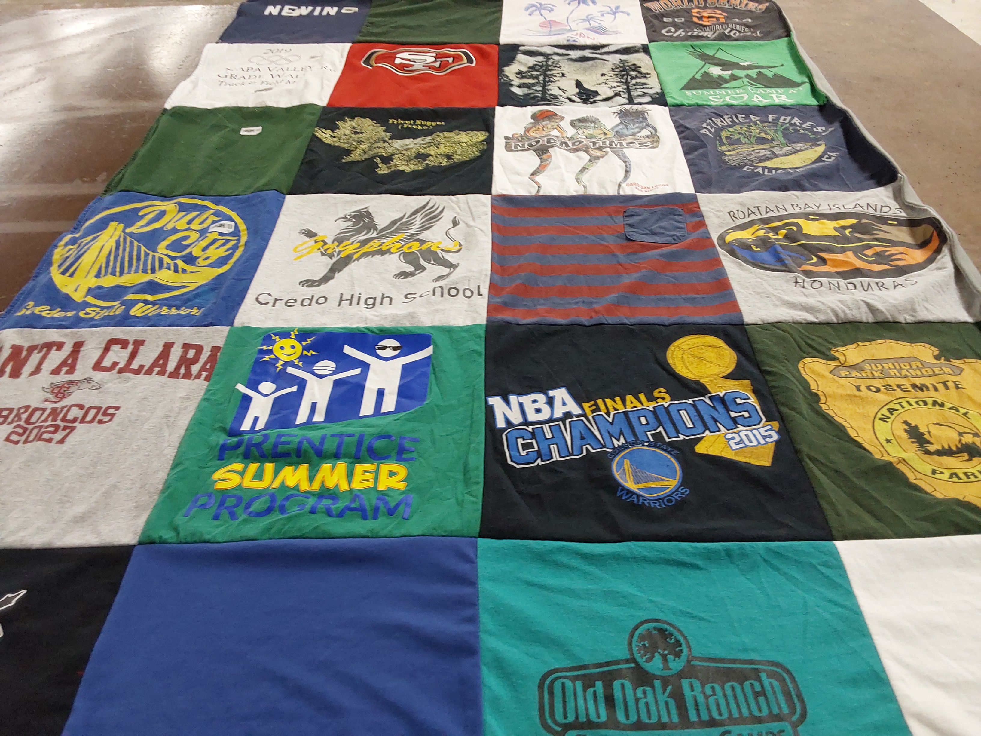 T-shirt quilt featuring warriors by Brigit from CA