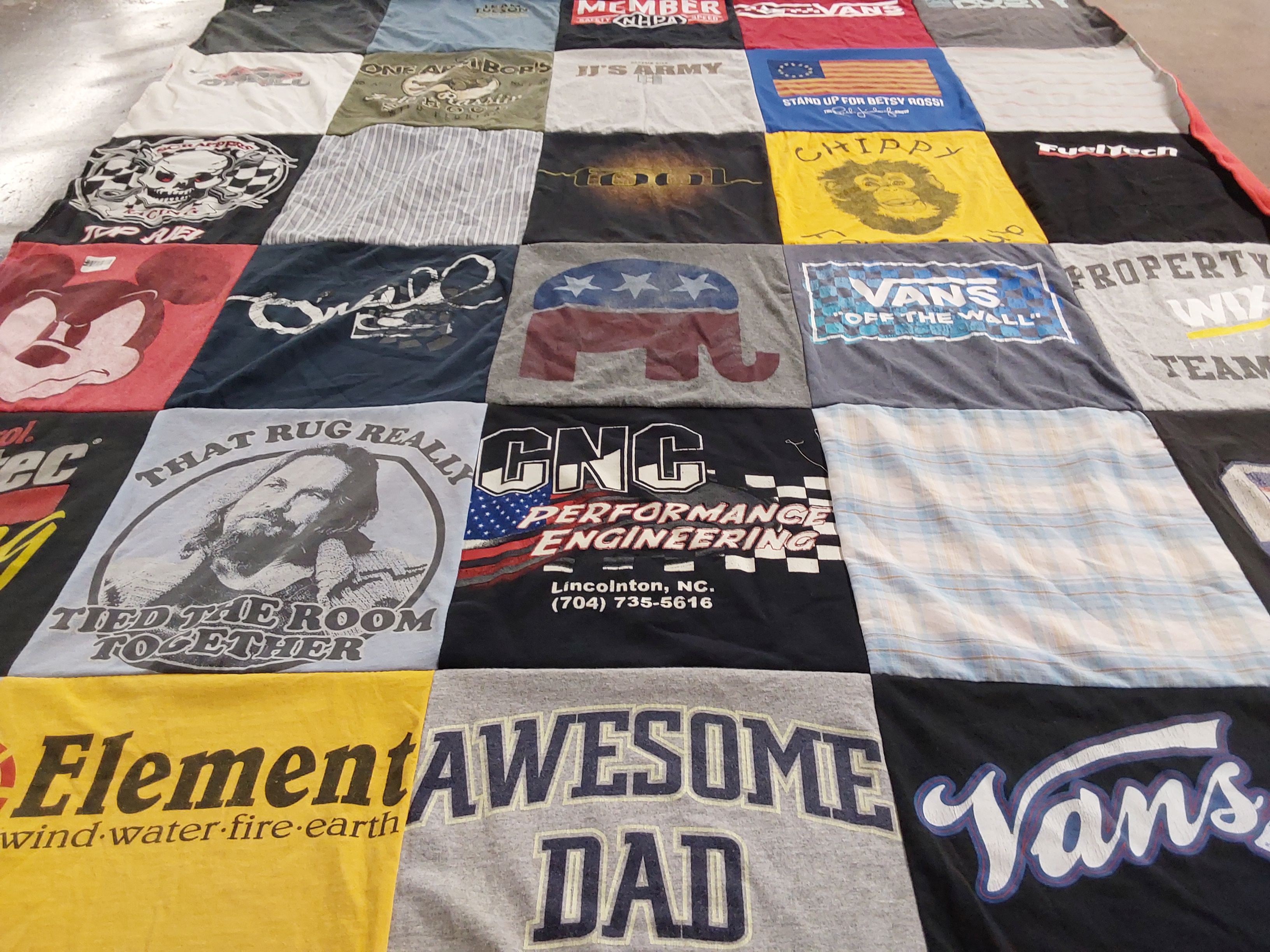T-shirt quilt with music, sports themes by Jenny from AZ