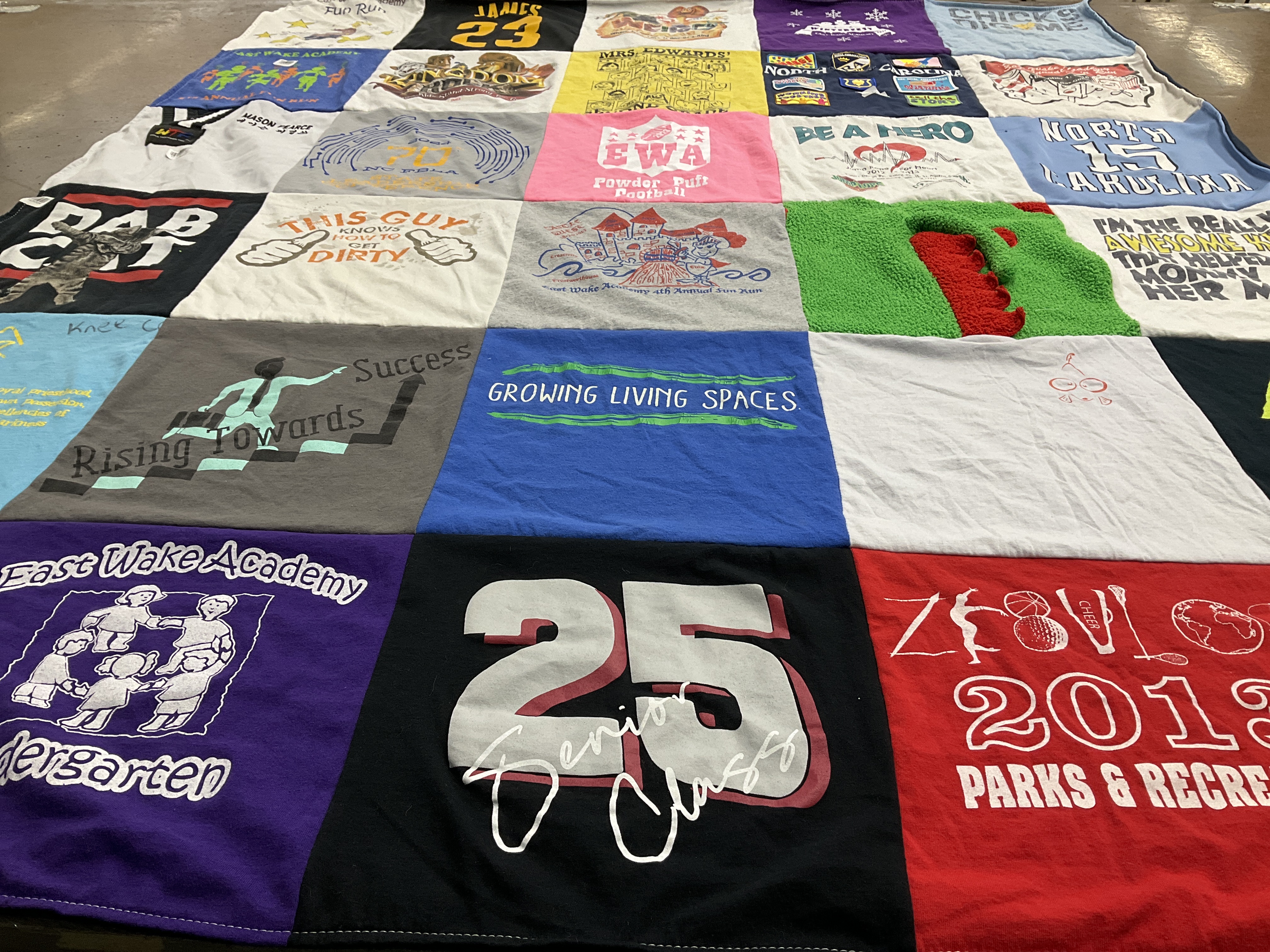 T-shirt quilt from east wake academy by Janice from NC