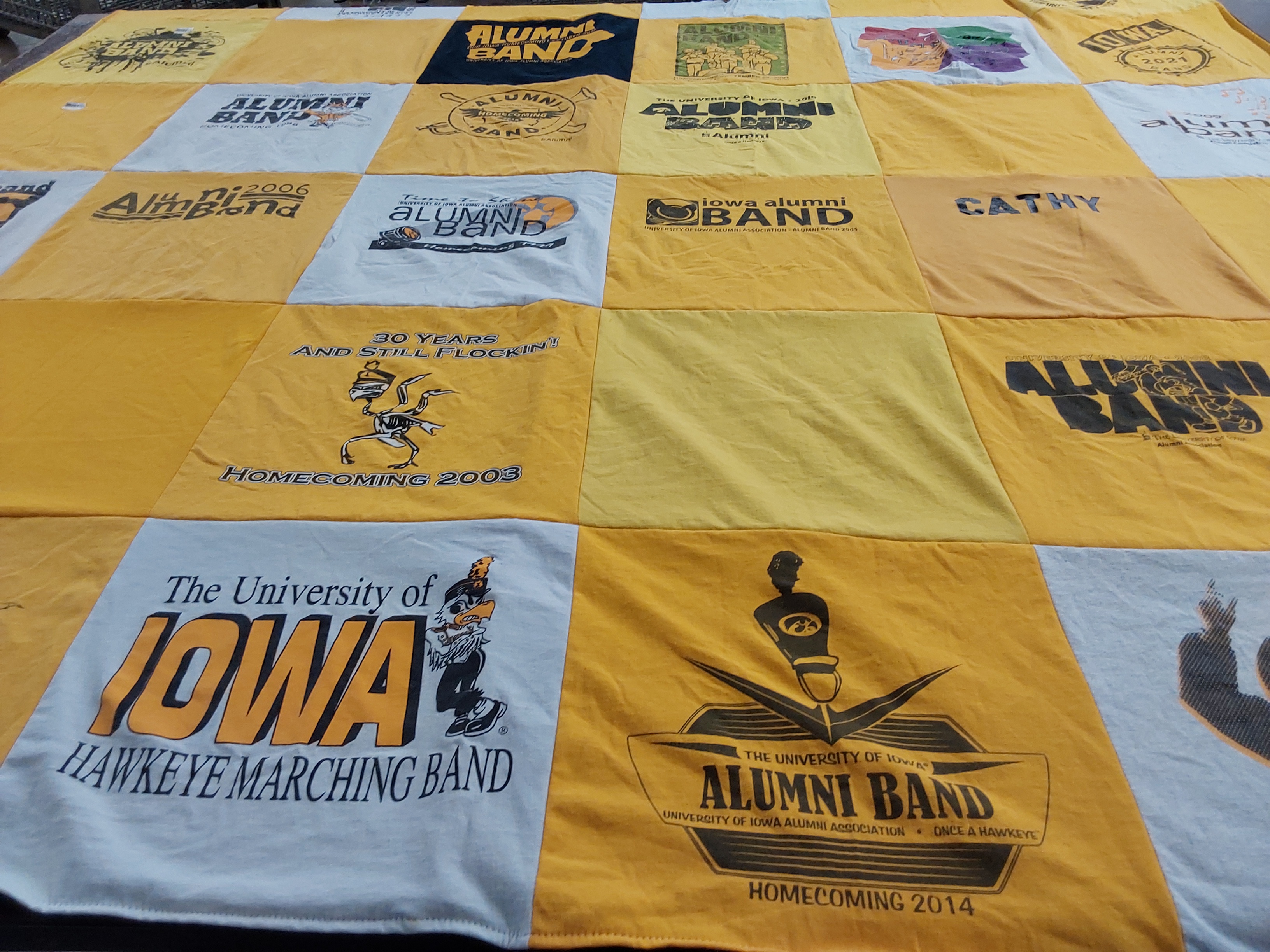 T-shirt quilt featuring iowa hawkeye marching band by Cathy from IA