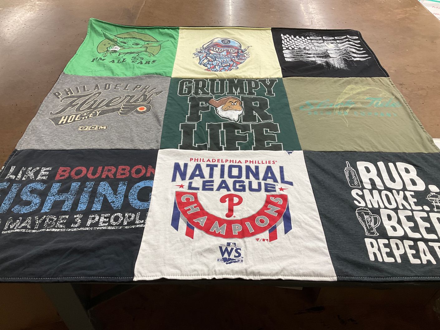 T-shirt quilt featuring philadelphia phillies, philadelphia flyers by Stephanie from NJ