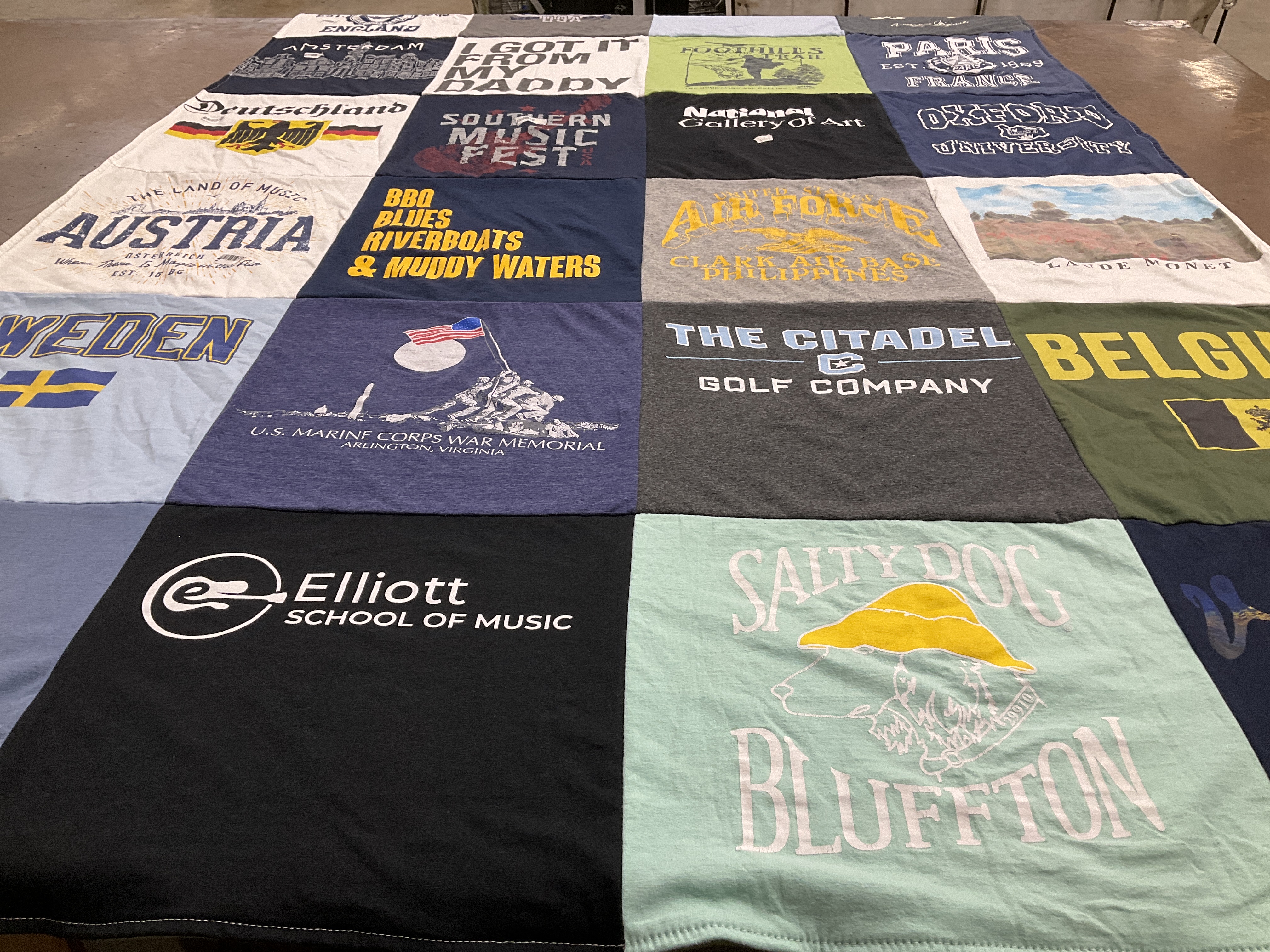 T-shirt quilt from the citadel military college of south carolina, elliott school of music by Sandi from SC