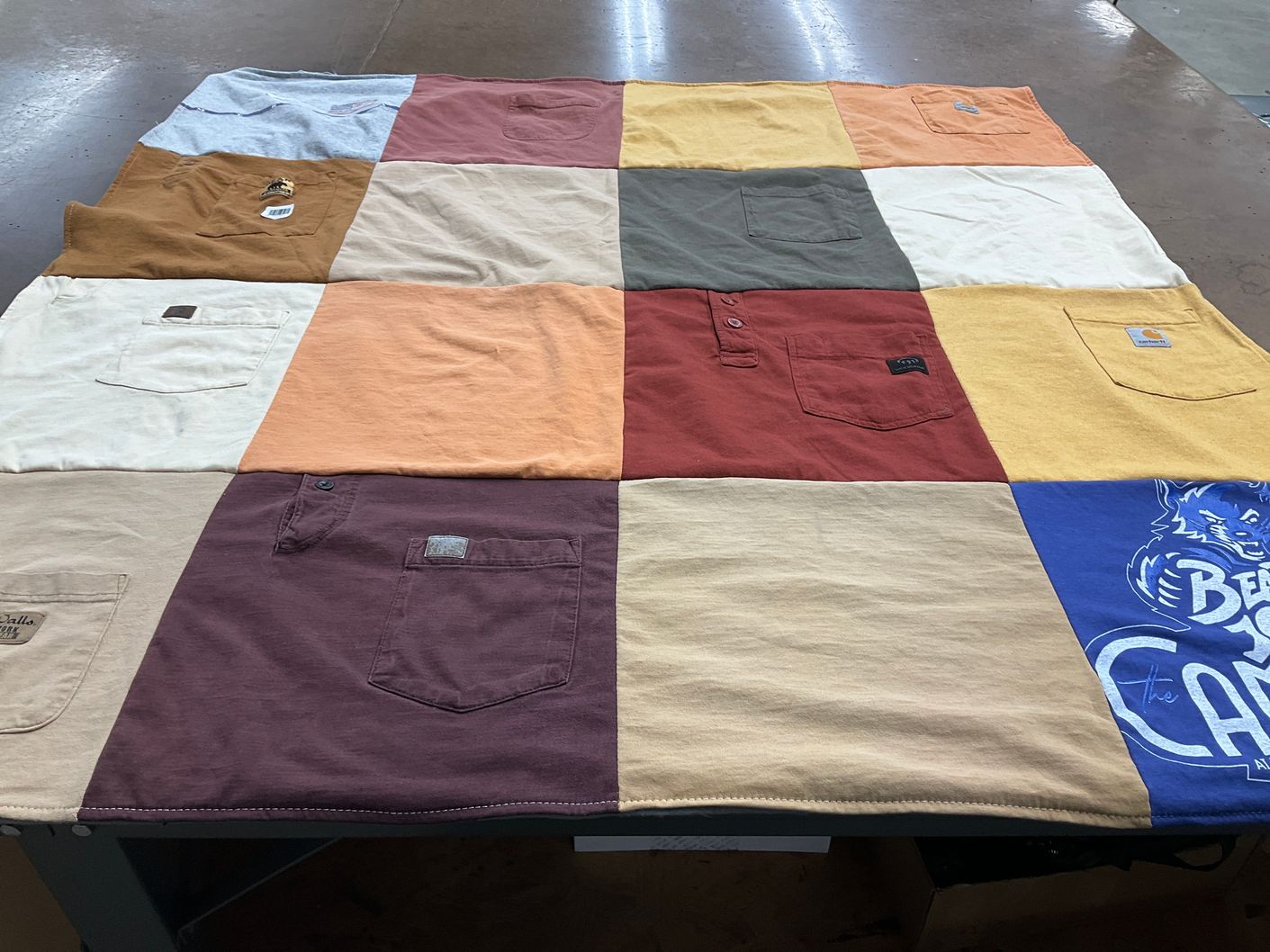T-shirt quilt with camping themes by Debra from NC