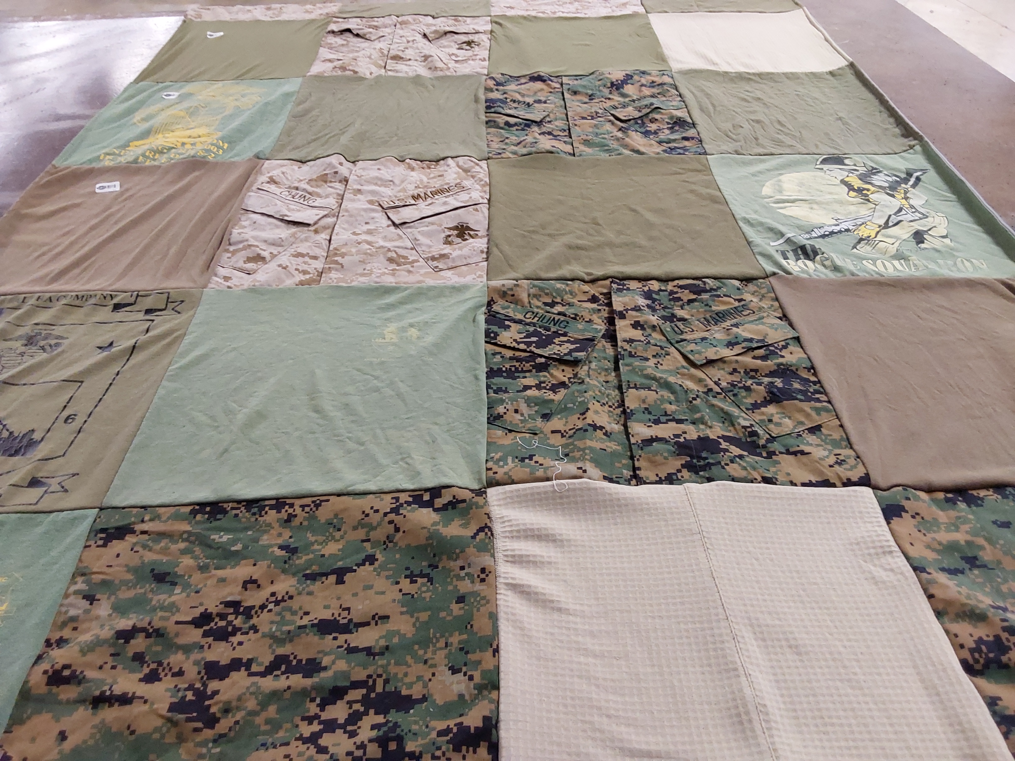 T-shirt quilt with military, marine corps themes by Andrew from NY