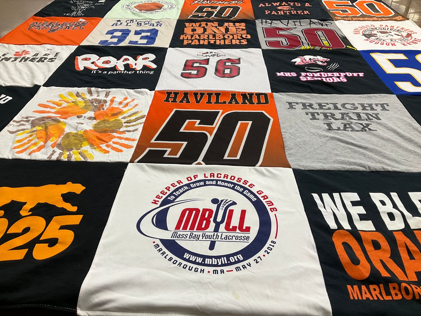 T-shirt quilt featuring marlborough high school lacrosse by jackie from MA