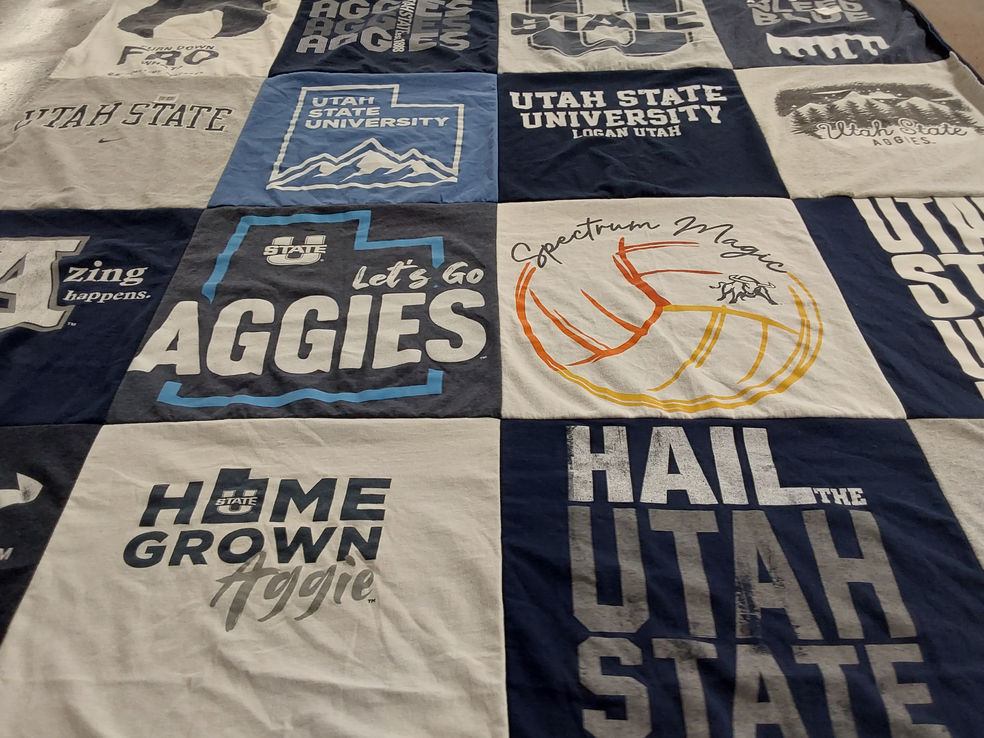 T-shirt quilt featuring utah state aggies by Amy from UT