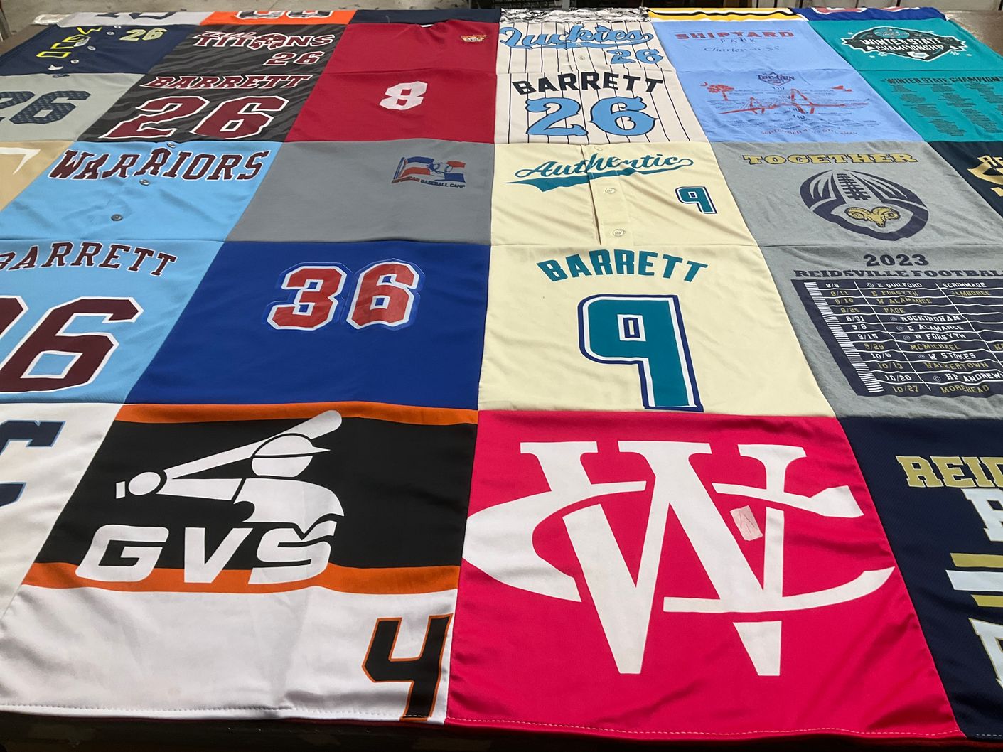 T-shirt quilt featuring barrett, warriors by Cheri from NC