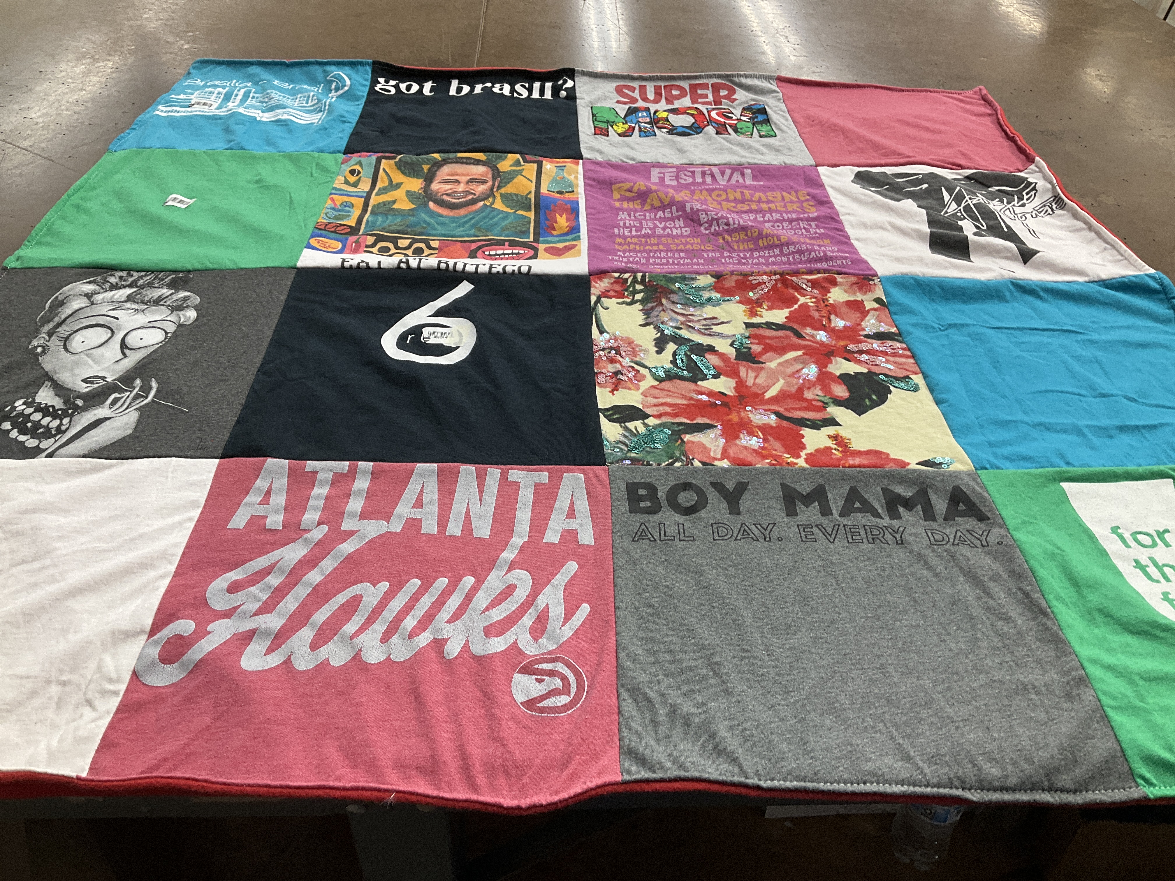 T-shirt quilt featuring atlanta hawks basketball team by Tania from GA