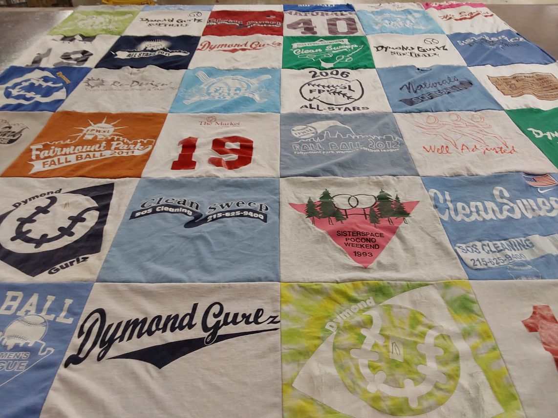 T-shirt quilt featuring dymond gurez by Kate from PA