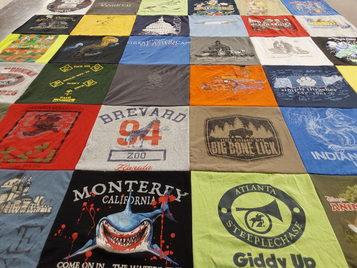 T-shirt quilt with travel, nature themes by Jena from TN