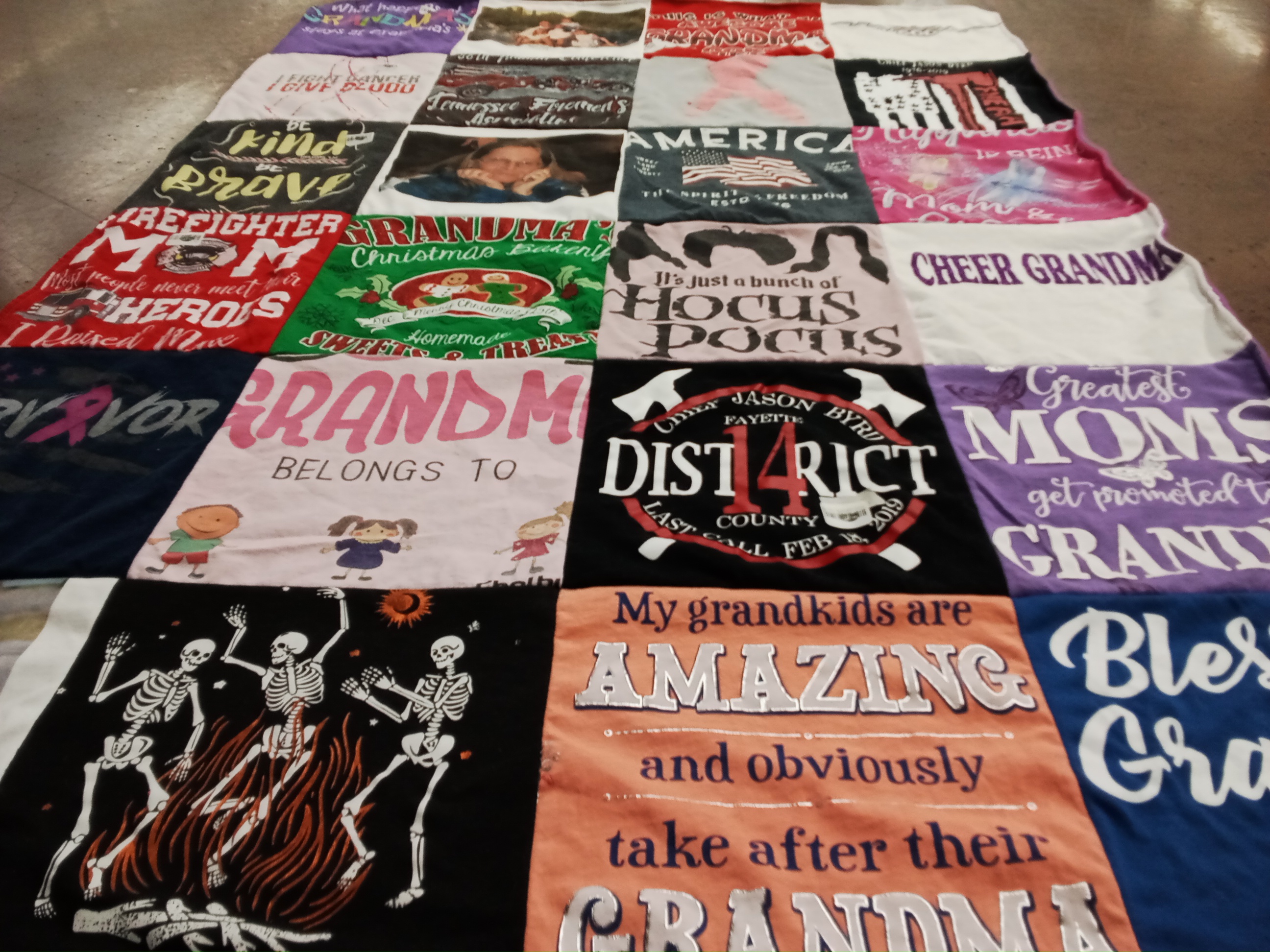 T-shirt quilt with family, holidays themes by Walter from TN