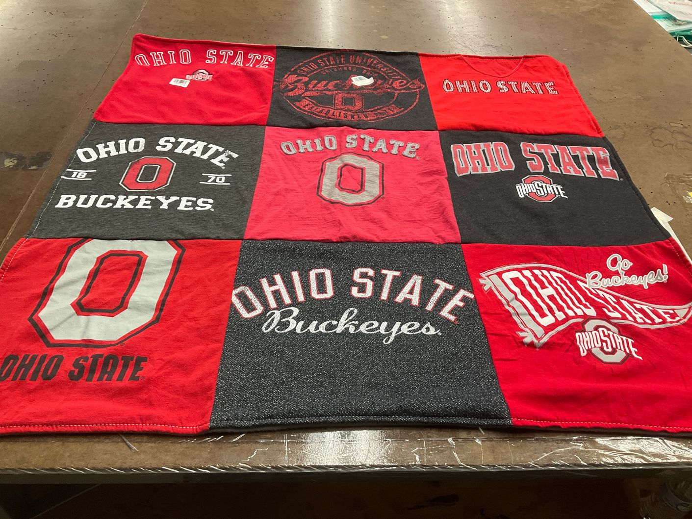 T-shirt quilt featuring ohio state buckeyes by Jennifer from TN