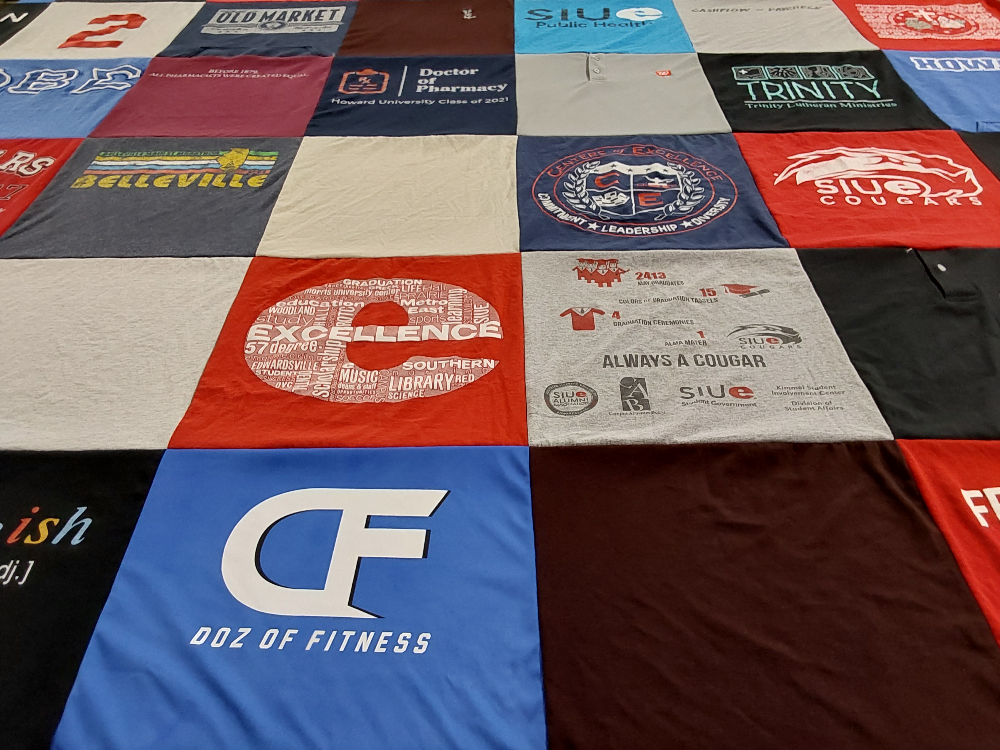T-shirt quilt featuring siue cougars by Gabriel from MO