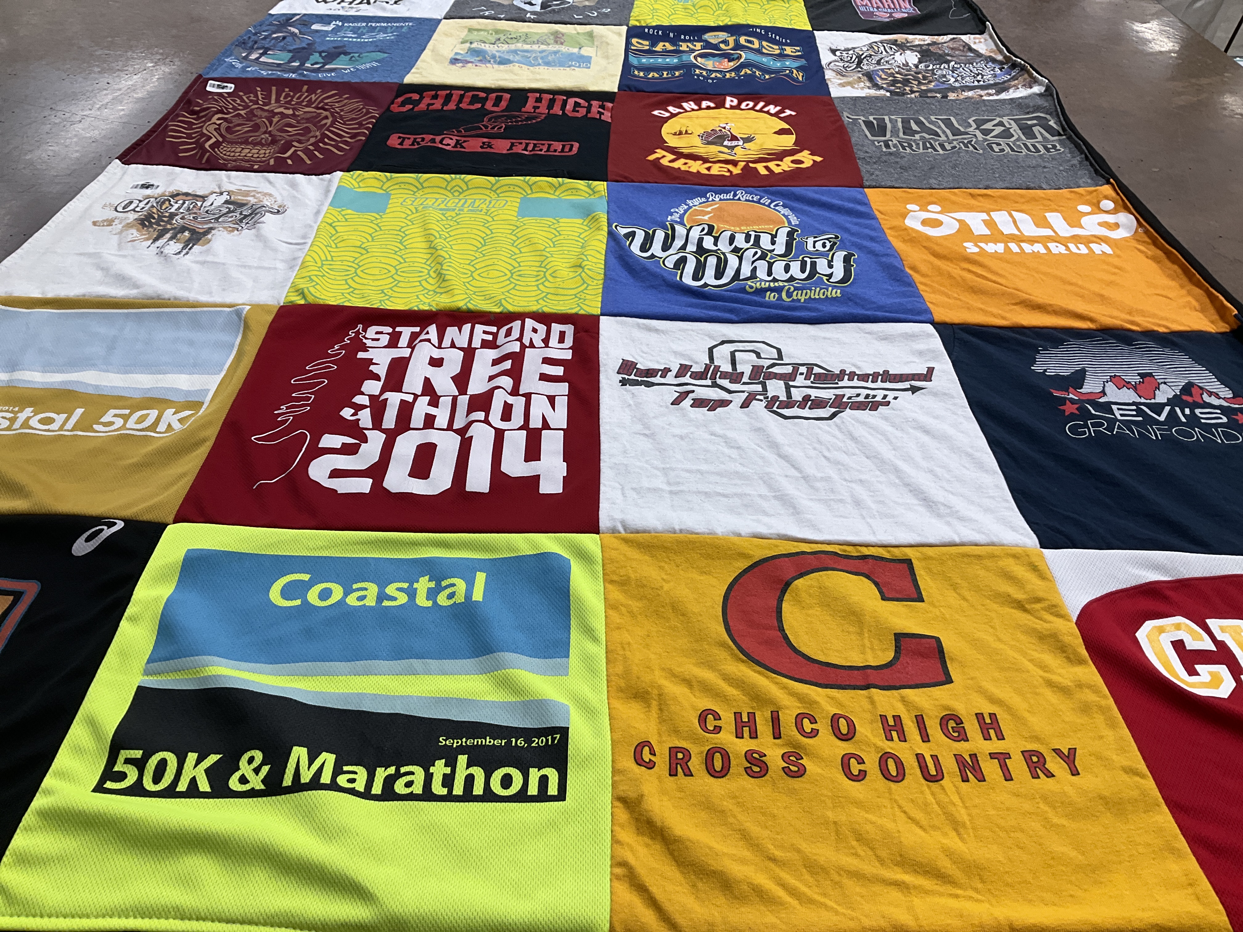 T-shirt quilt featuring chico high cross country by Azure from CA