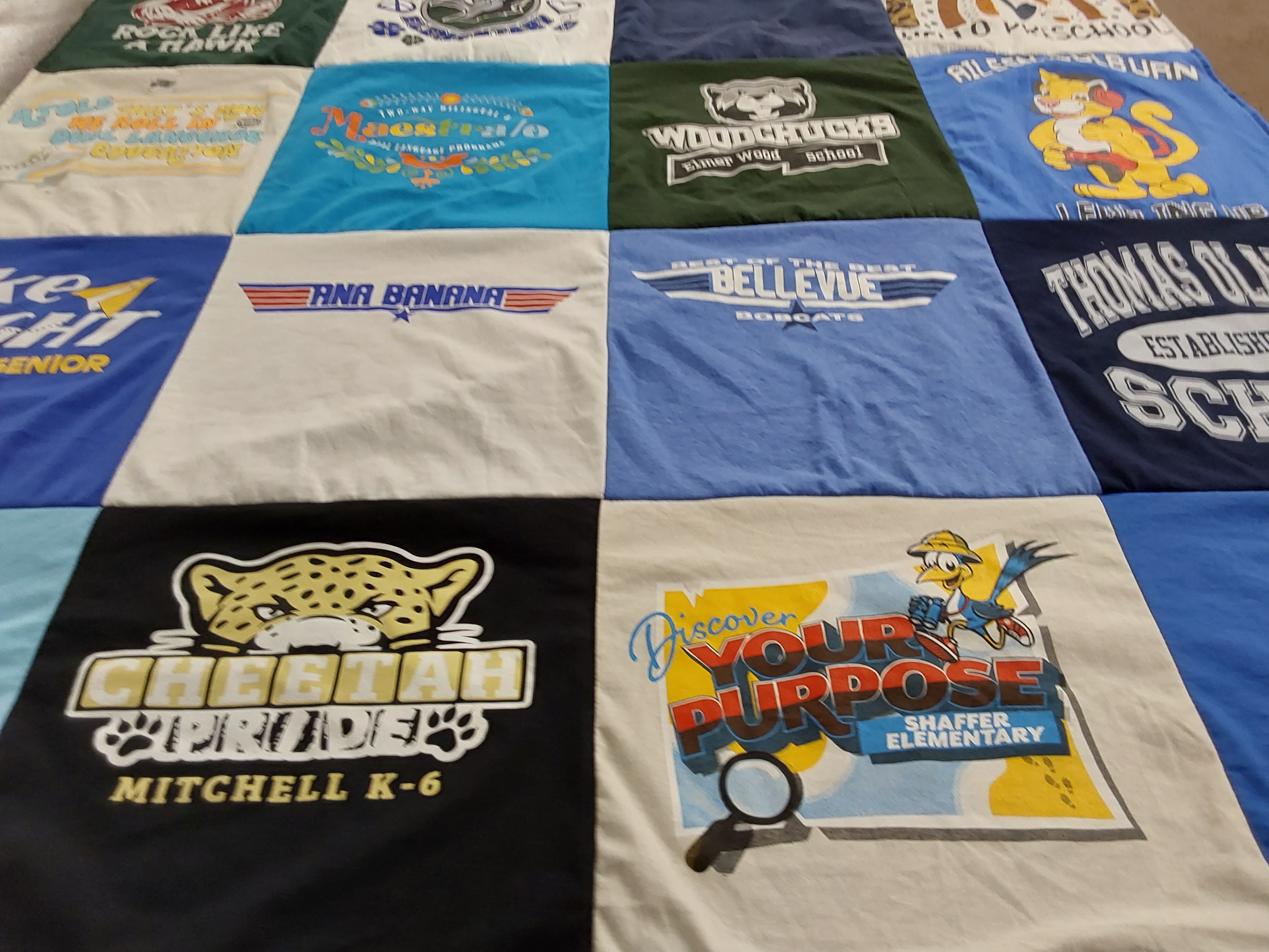 T-shirt quilt featuring bellevue bobcats by Ana from CA