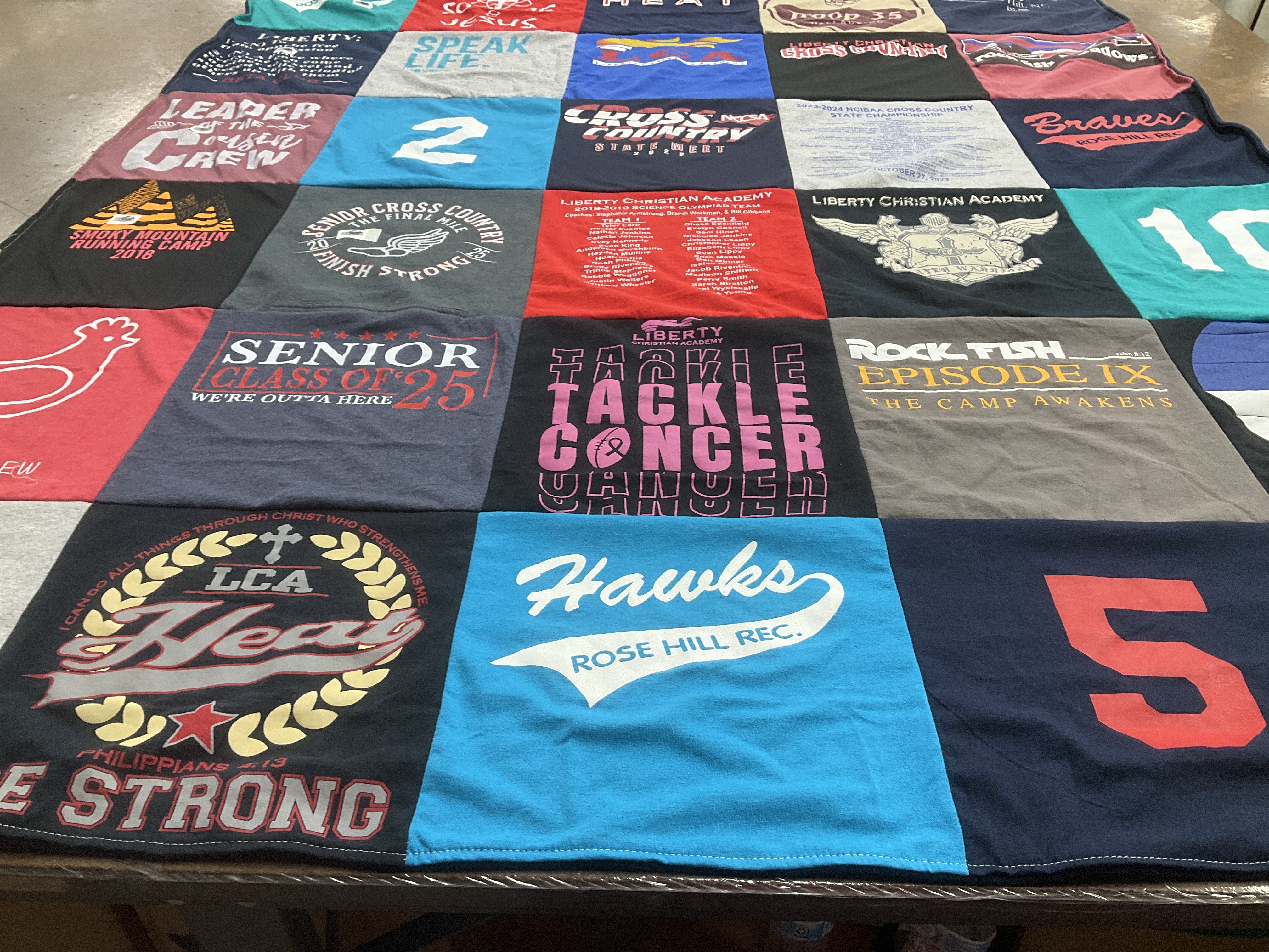 T-shirt quilt featuring hawks, braves by Kylie from NC