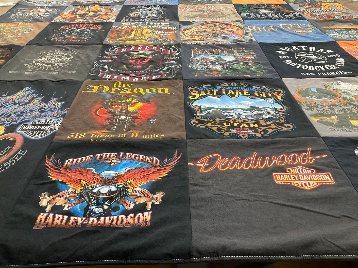 T-shirt quilt with motorcycling, biking themes by William from FL