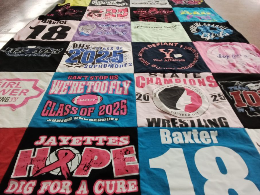T-shirt quilt featuring baxter high school wrestling team by Karen from IA