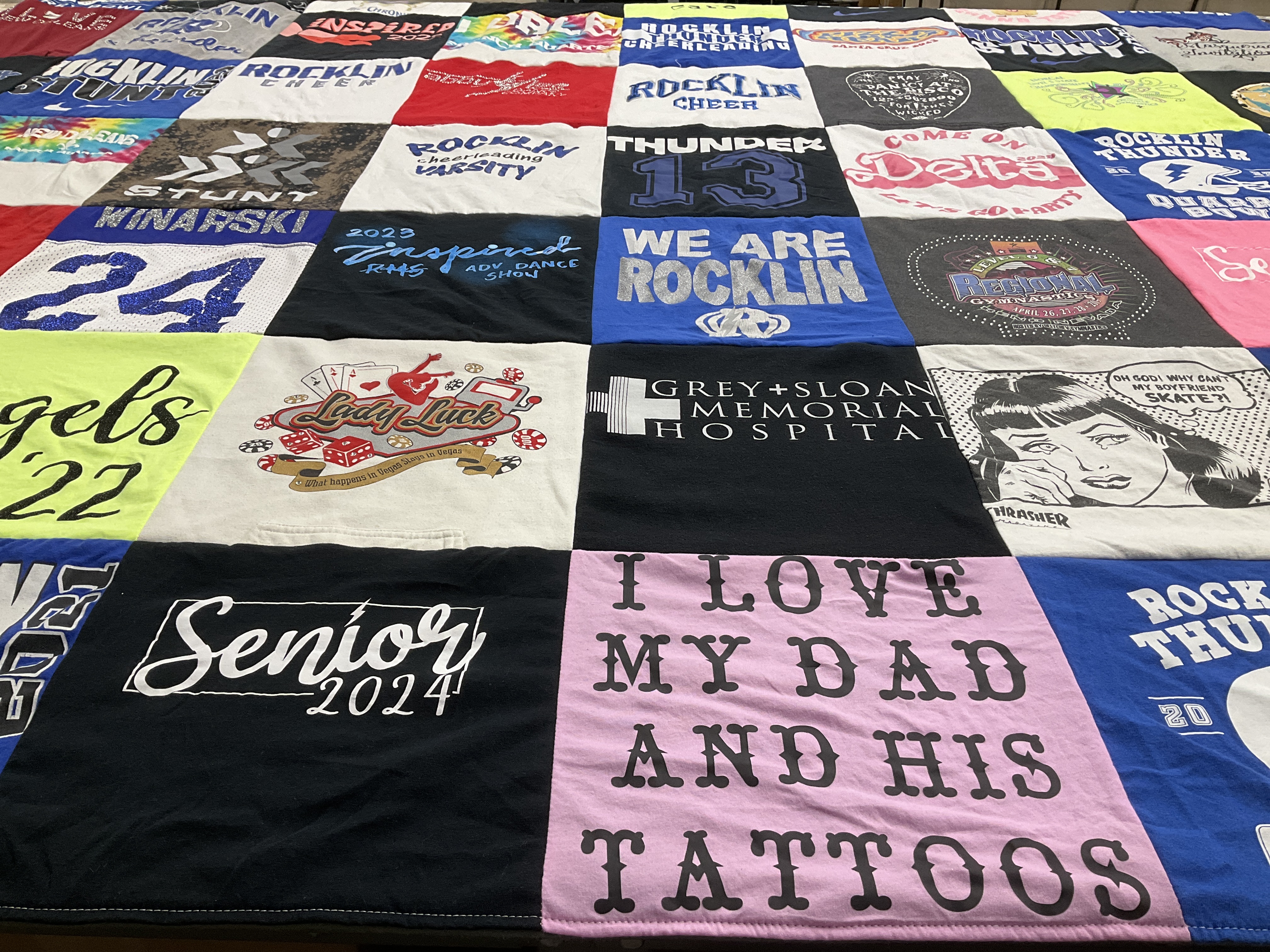 T-shirt quilt from rocklin high school by Tanya from CA