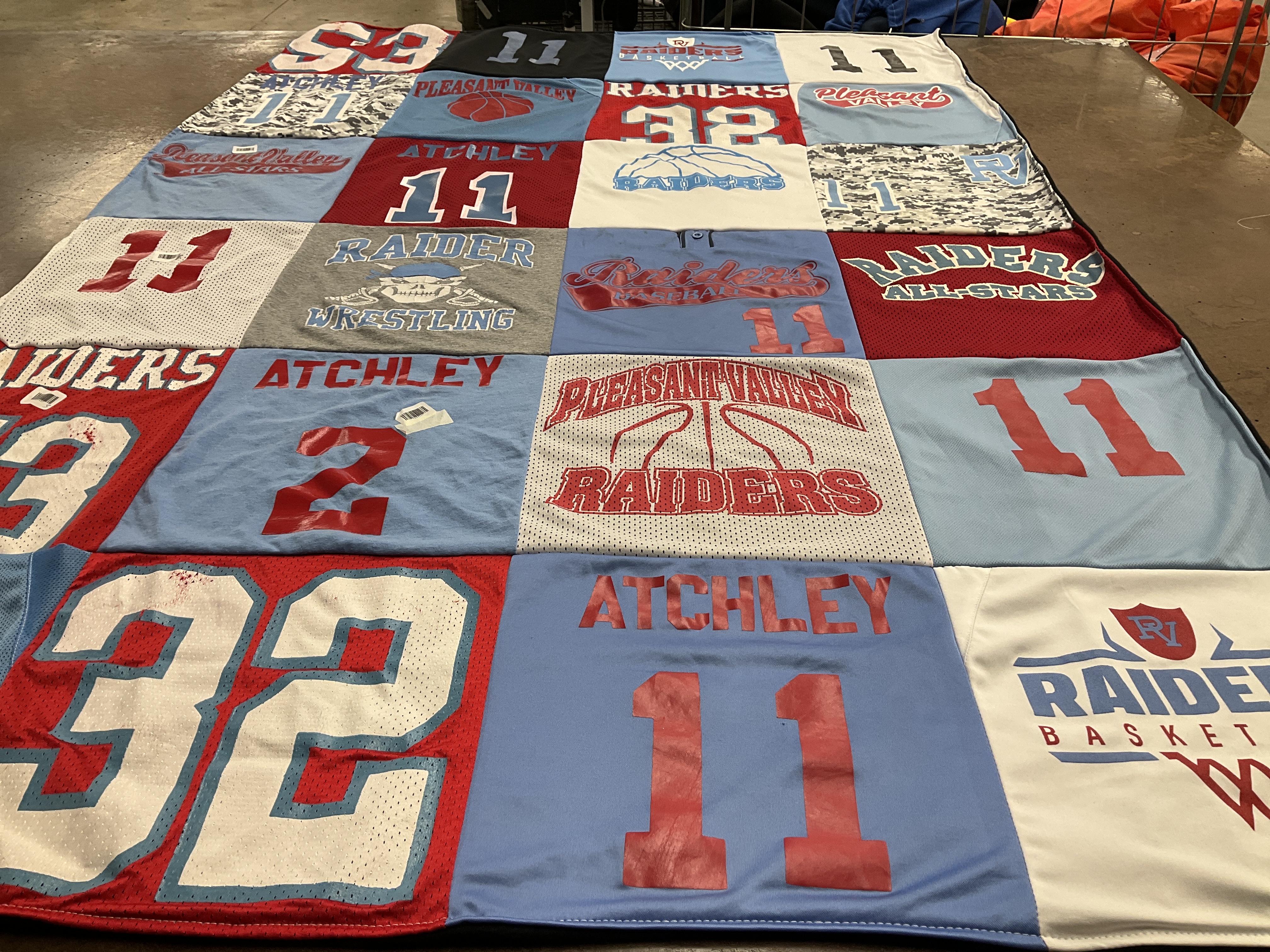 T-shirt quilt featuring pleasant valley raiders, atchley raiders by Shasta from AL