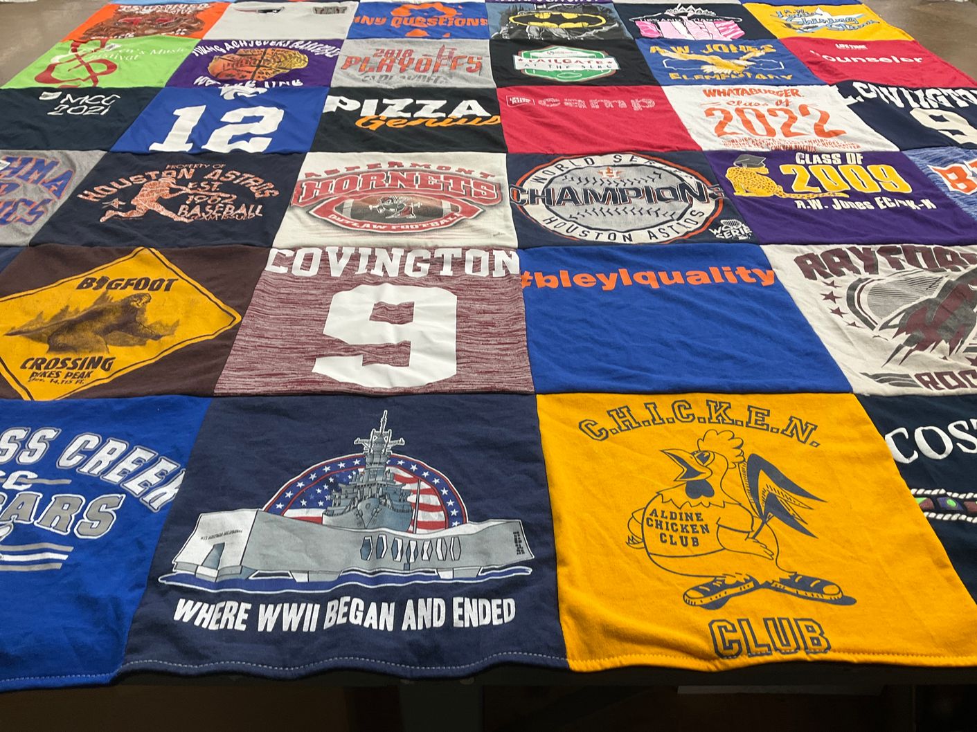 T-shirt quilt from aldine school district, rayford high school by Bethel from TX
