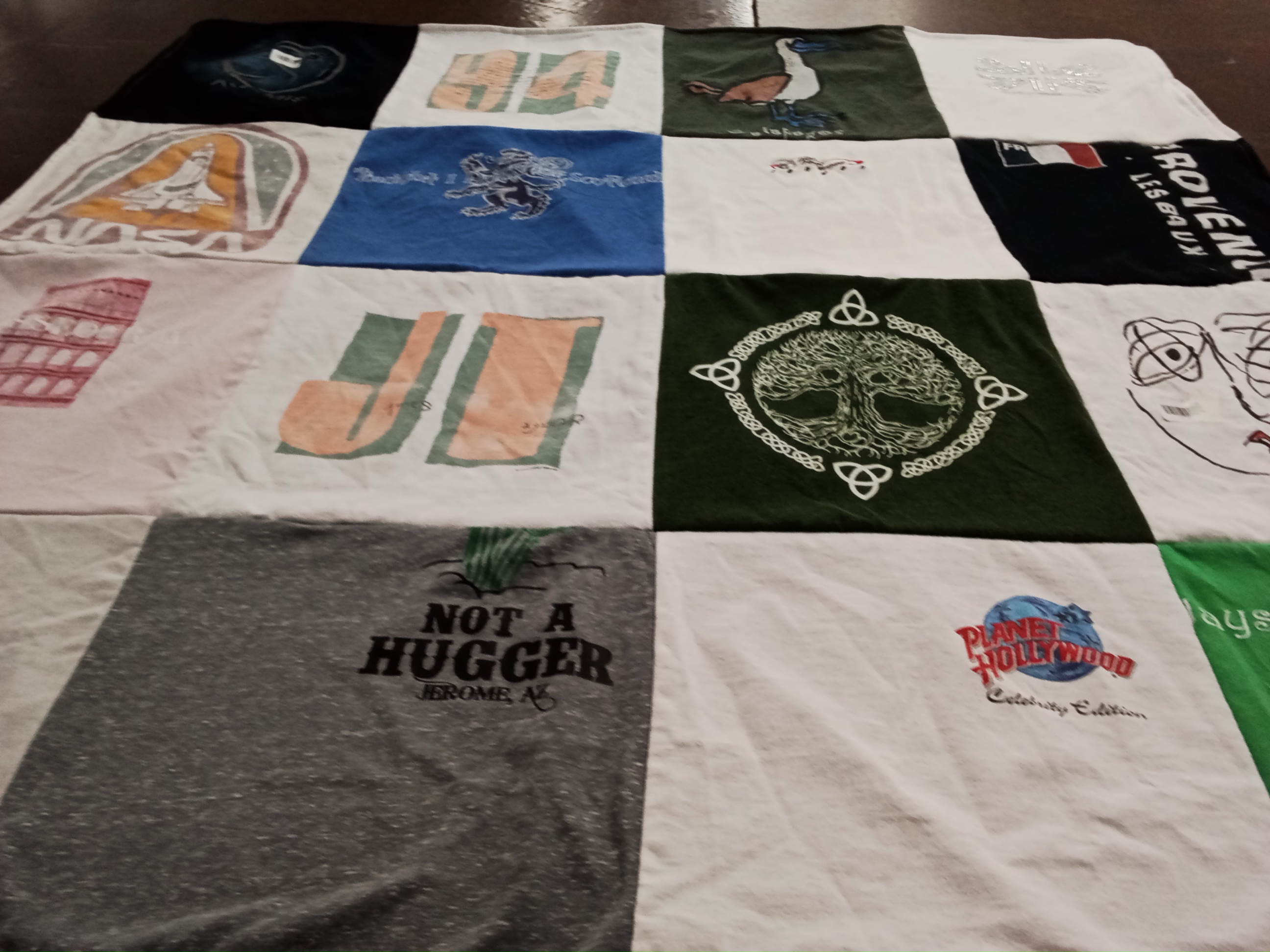 T-shirt quilt with space, travel themes by Denise from TX