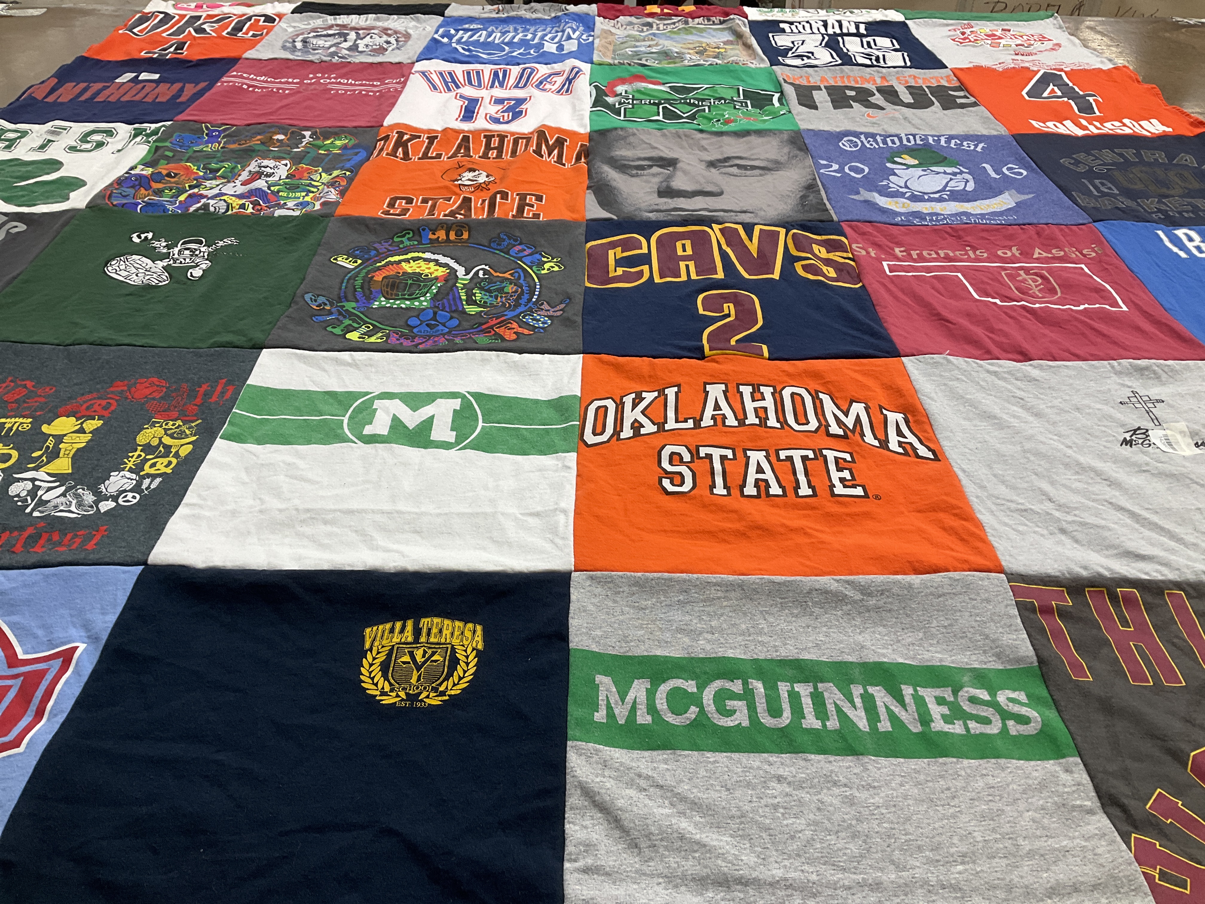 T-shirt quilt featuring oklahoma state university, cavaliers by Jennifer from OK