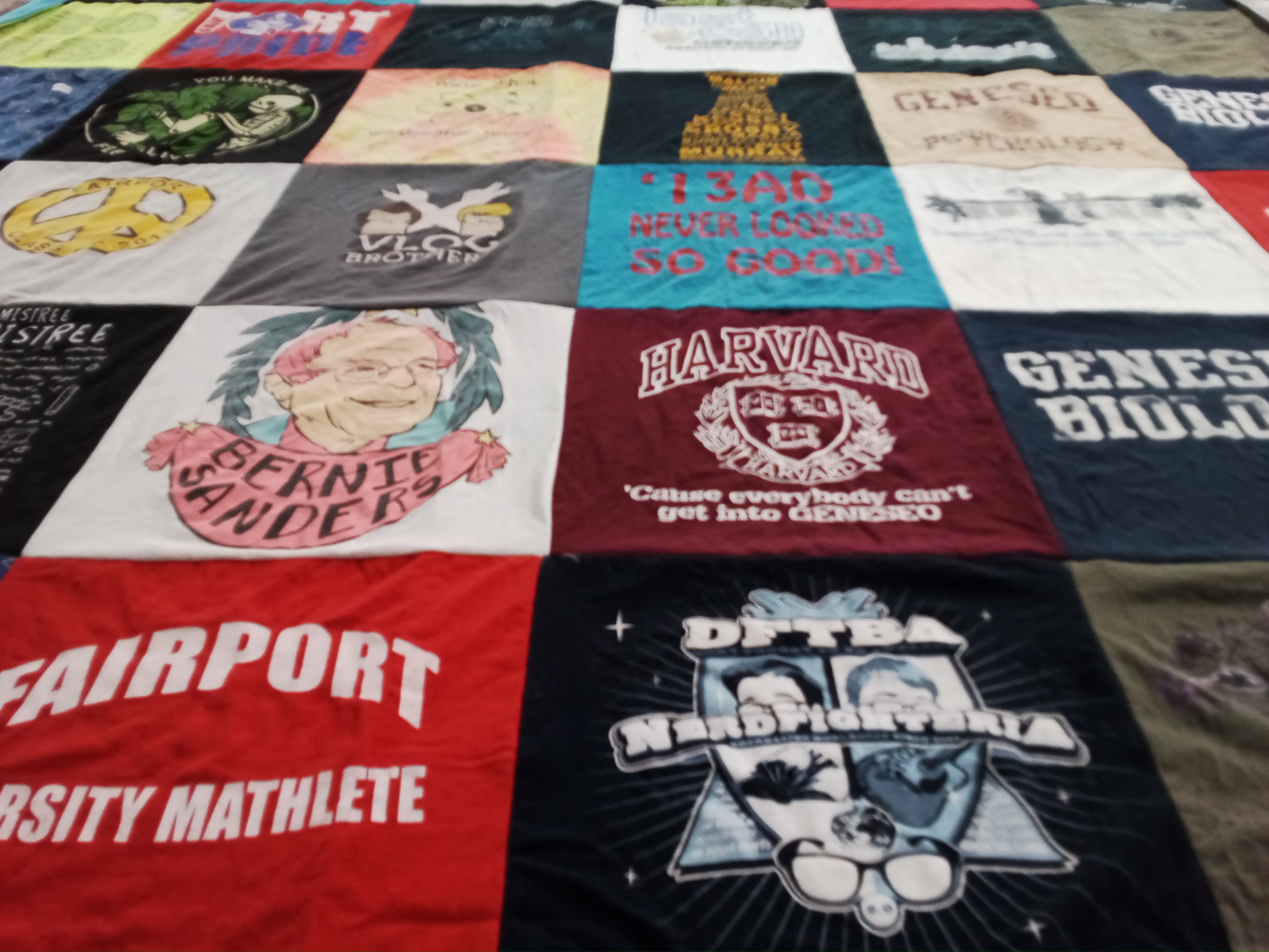 T-shirt quilt from harvard university by Linda Derleth from NY