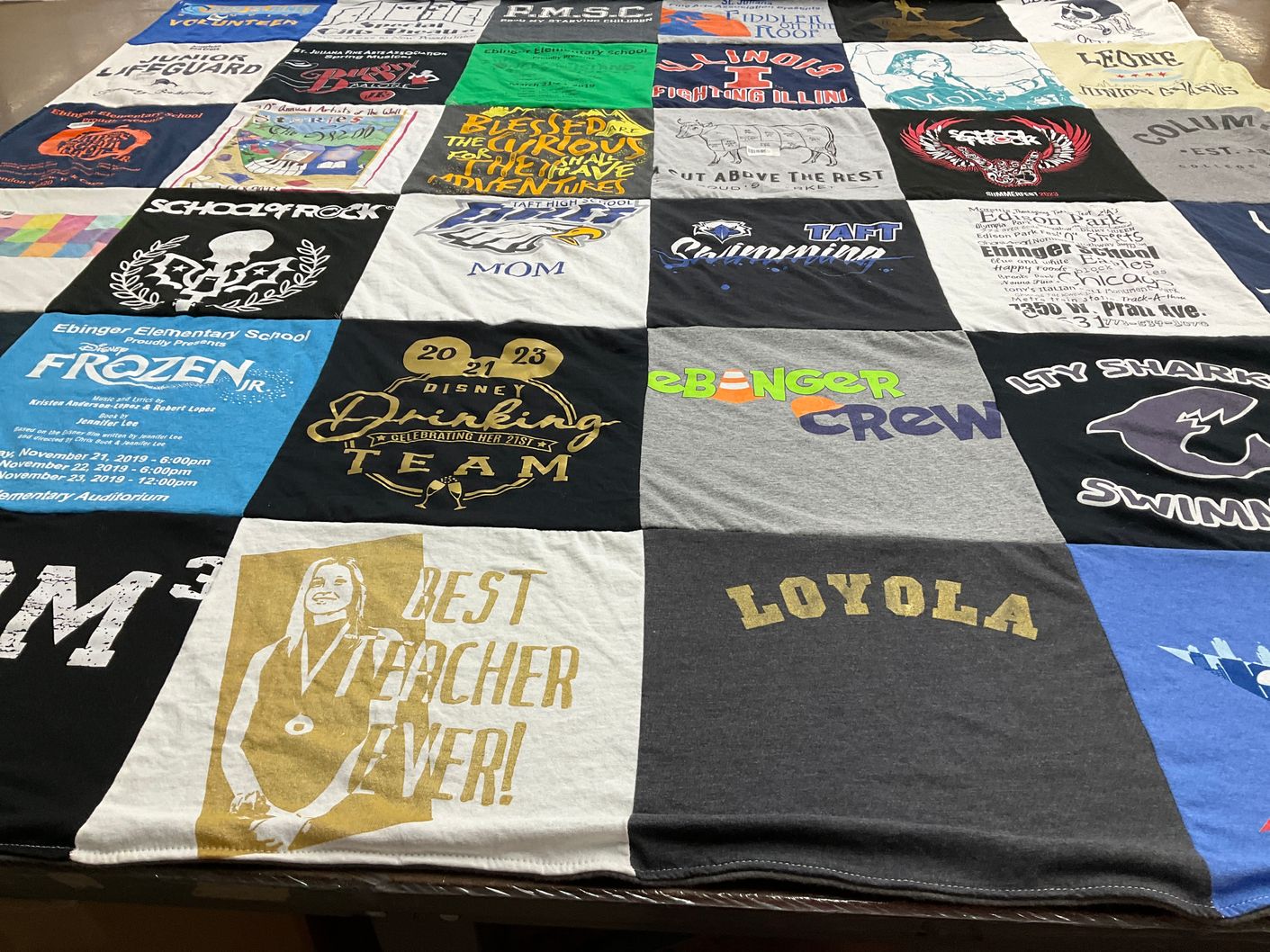 T-shirt quilt featuring taft swimming, ebinger crew by Jennifer from IL
