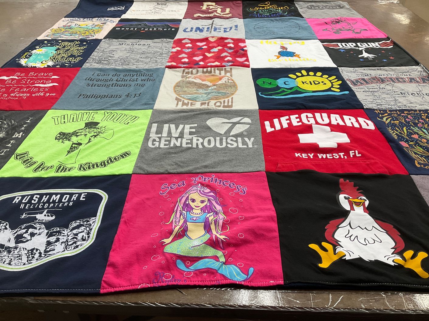 T-shirt quilt with christianity, youth programs themes by Gwen from NC