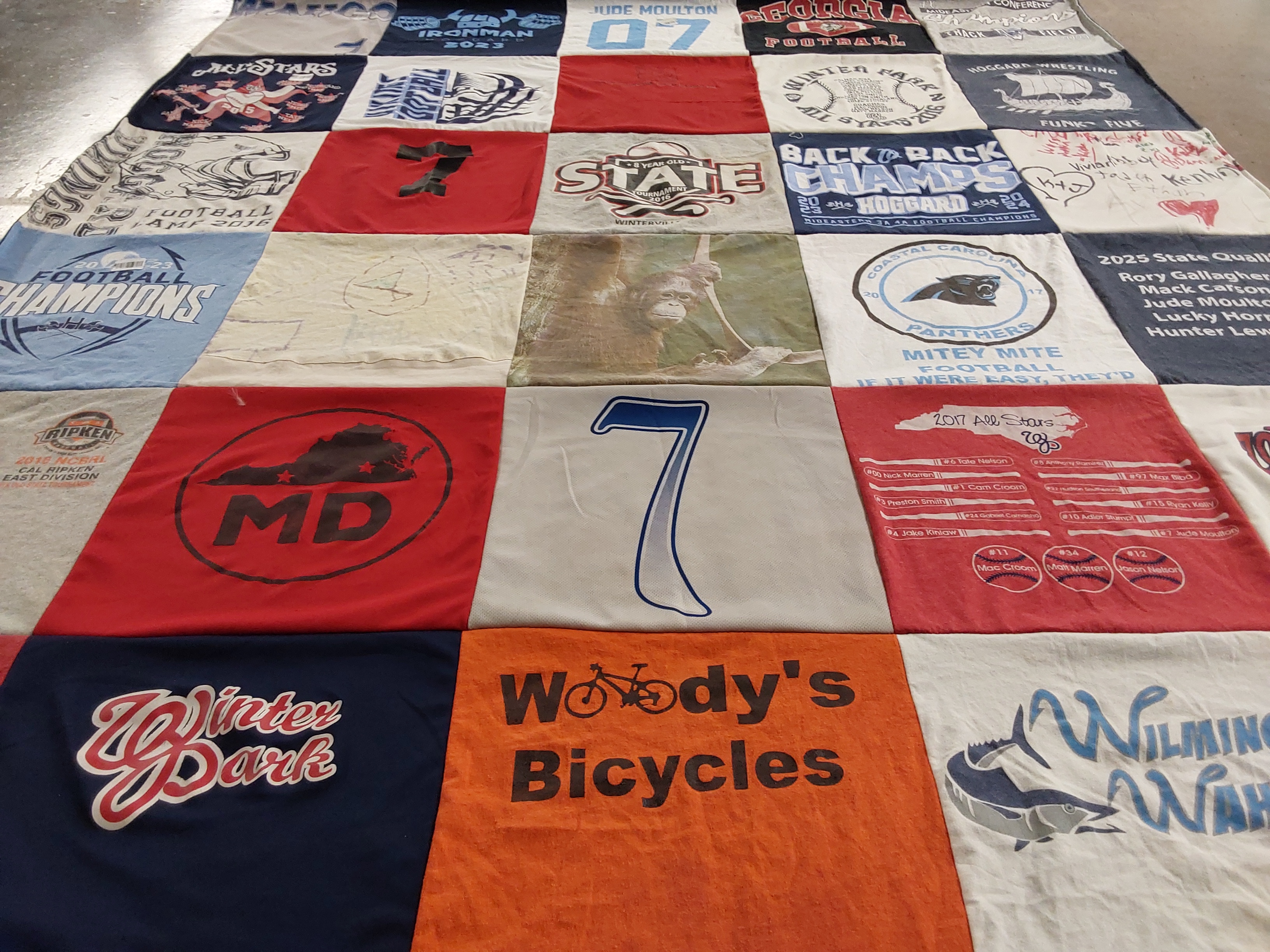 T-shirt quilt featuring carolina panthers, hogard high school football by Serinda from NC