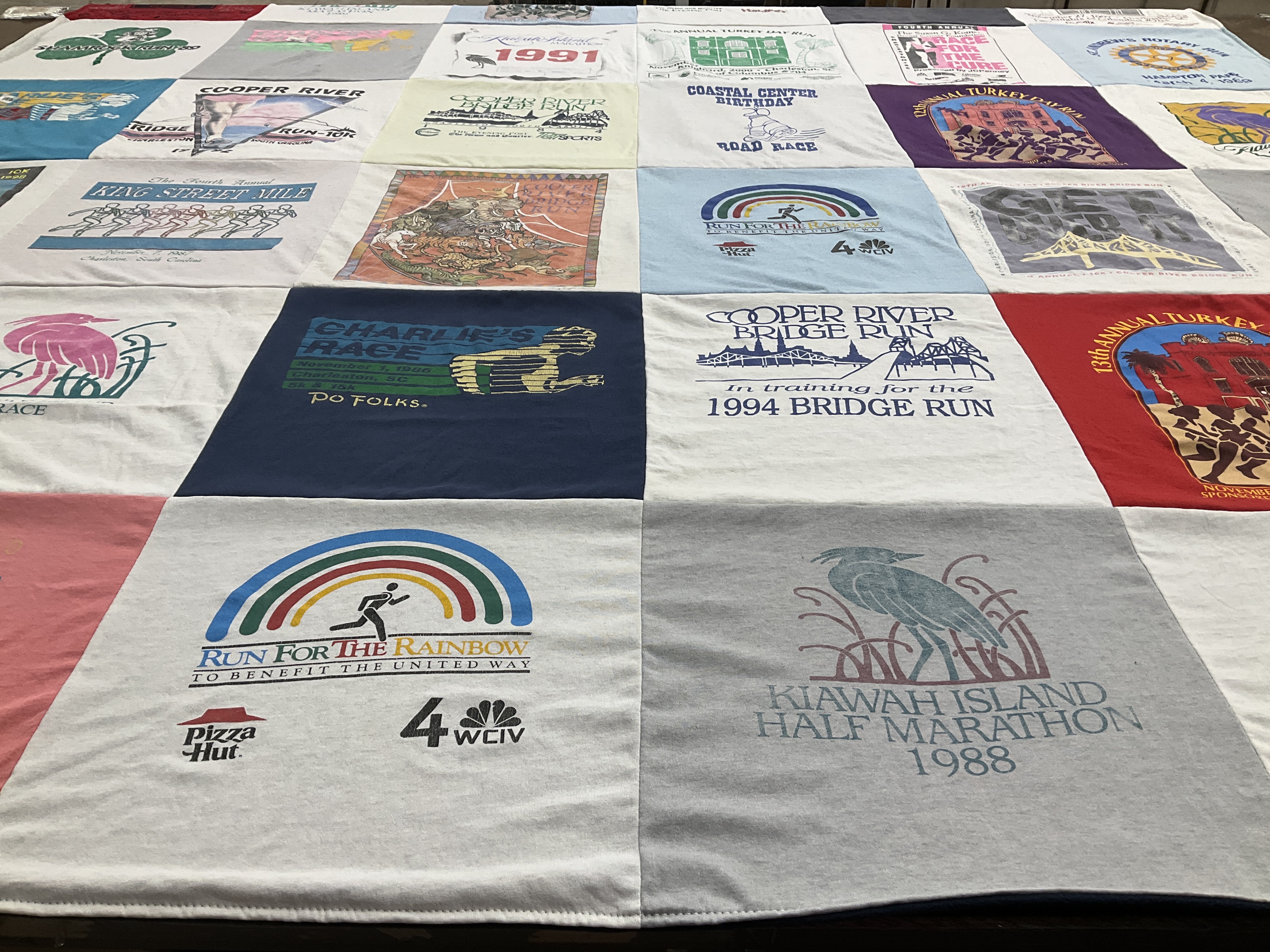 T-shirt quilt with running, fundraising themes by Cathy from SC