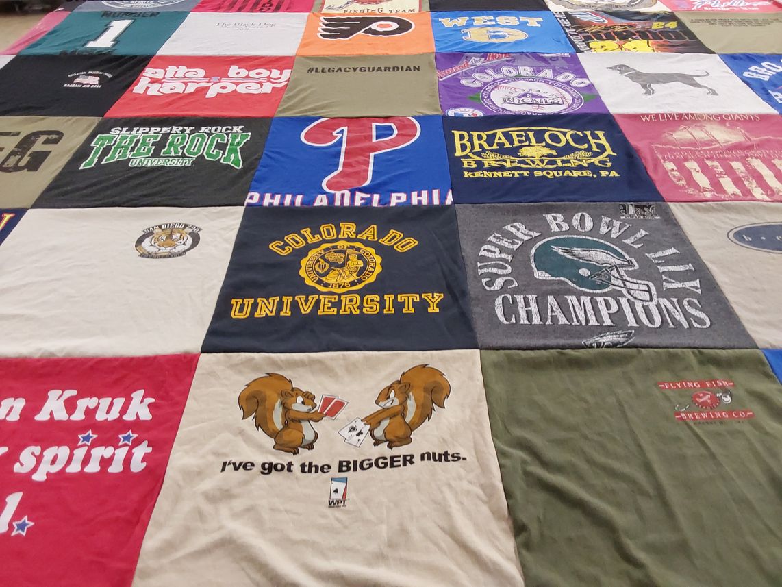 T-shirt quilt featuring super bowl champions by Julie from PA