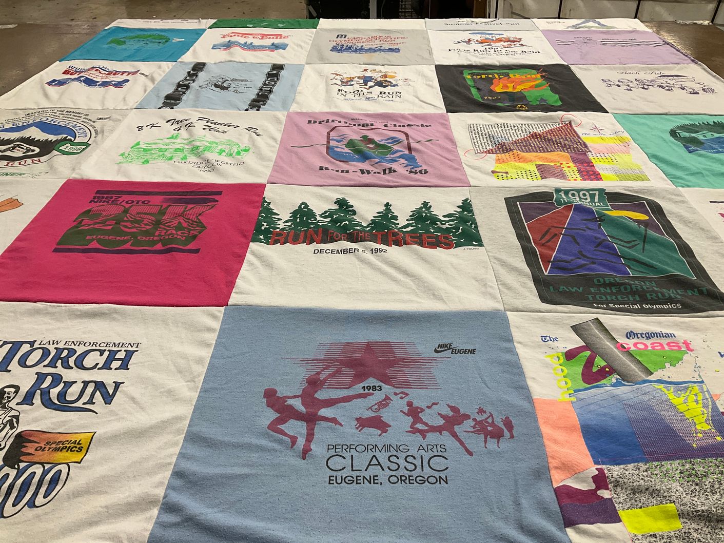 T-shirt quilt with sports, running themes by Madison from OR