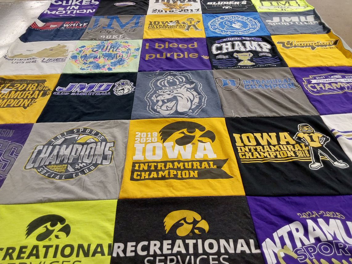 T-shirt quilt from james madison university, university of iowa by Shannon from VA