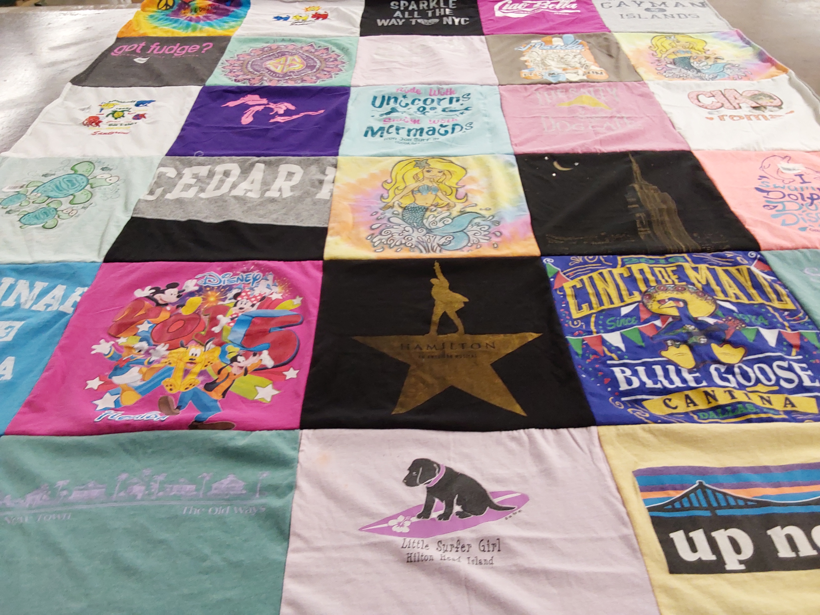 T-shirt quilt with disney, beach themes by MIRIAM from MI