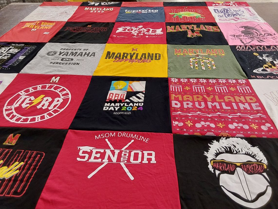 T-shirt quilt featuring maryland basketball, maryland drumline by Julia from PA