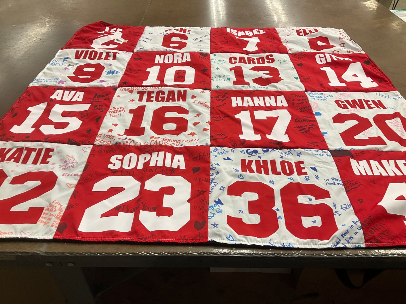 T-shirt quilt featuring star team by Laura from MD
