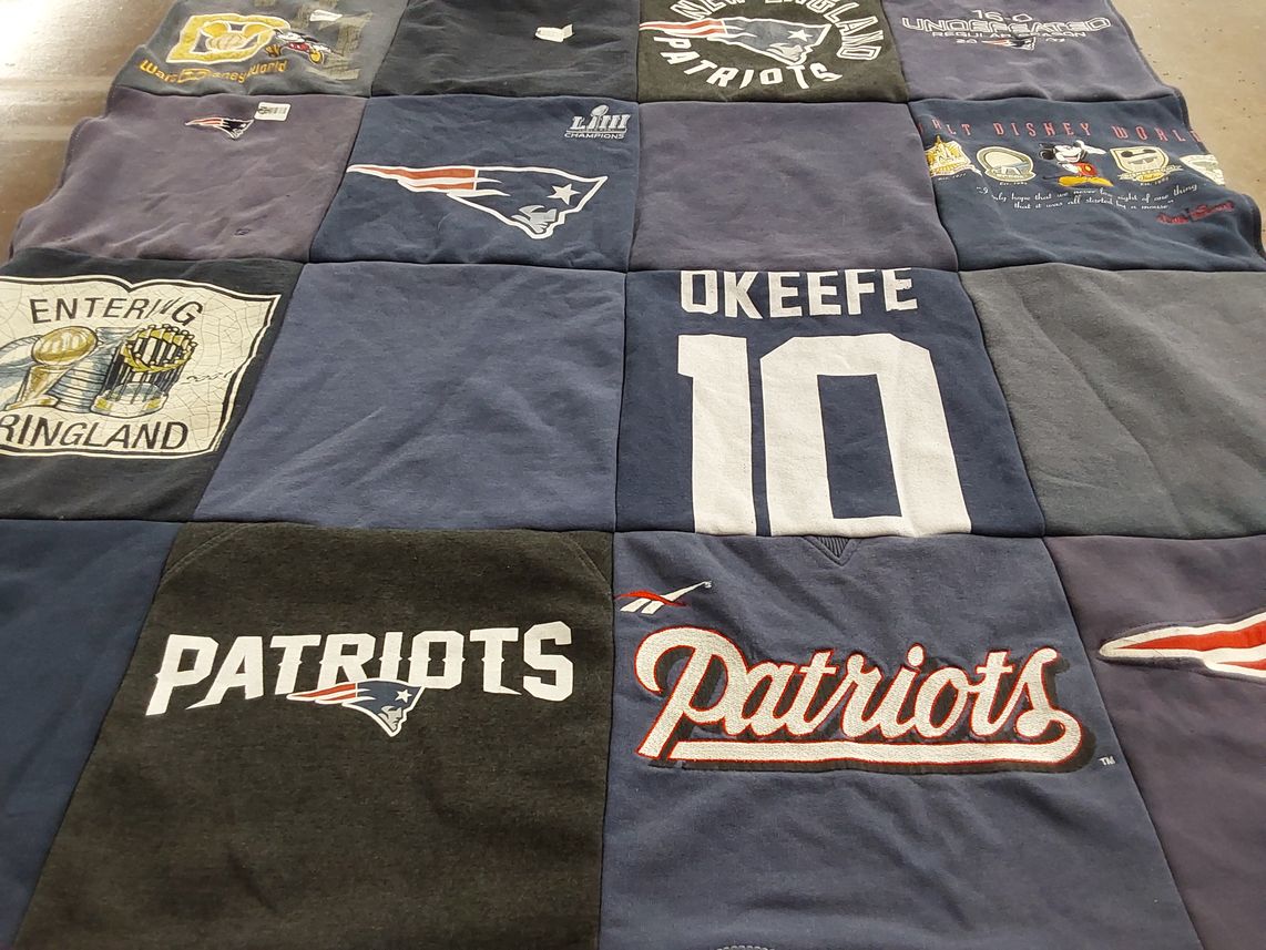 T-shirt quilt featuring new england patriots by Lauren from MA