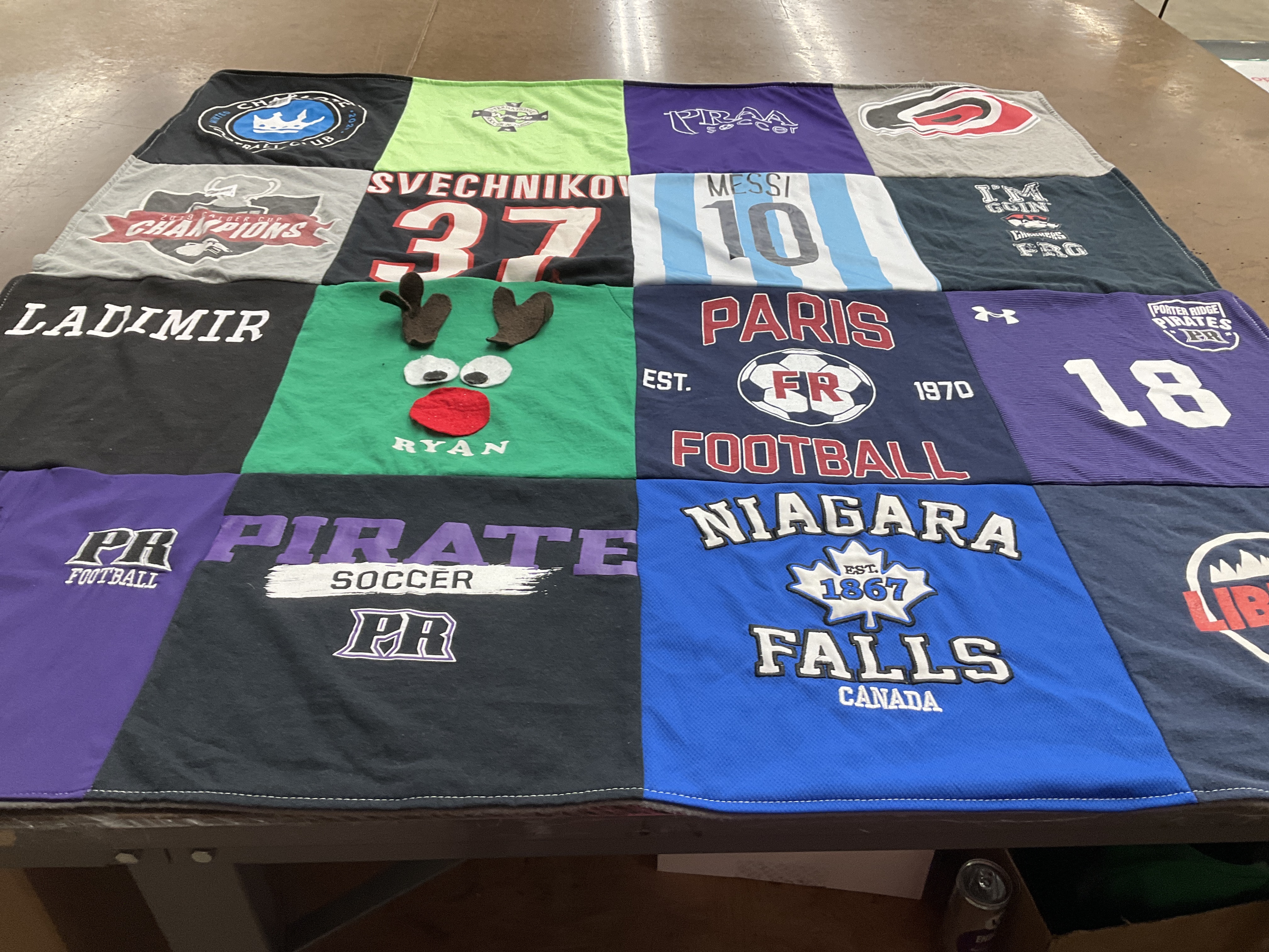 T-shirt quilt featuring paris football, pr football by Cynthia from NC