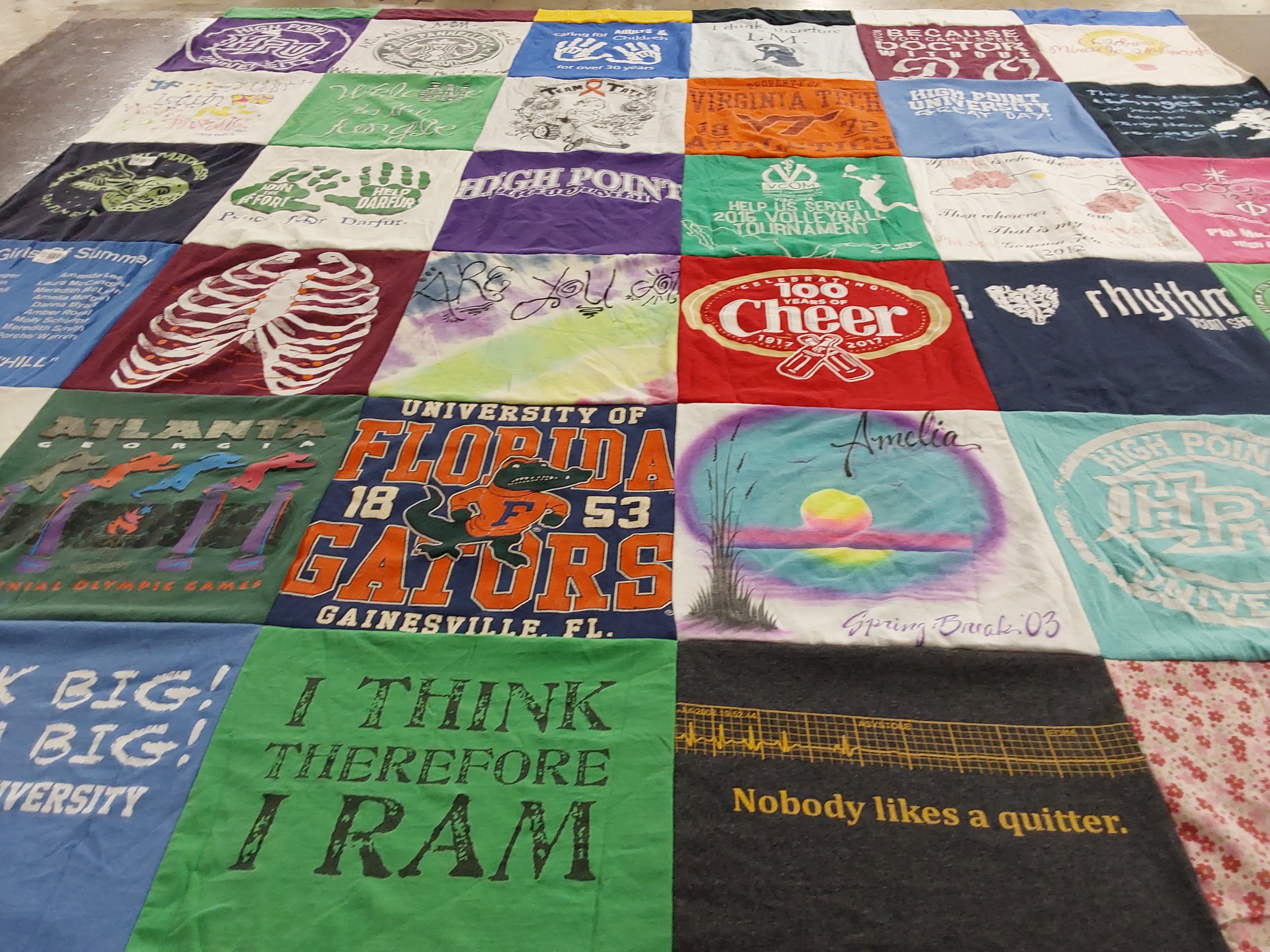 T-shirt quilt from university of florida, high point university by Amelia from PA