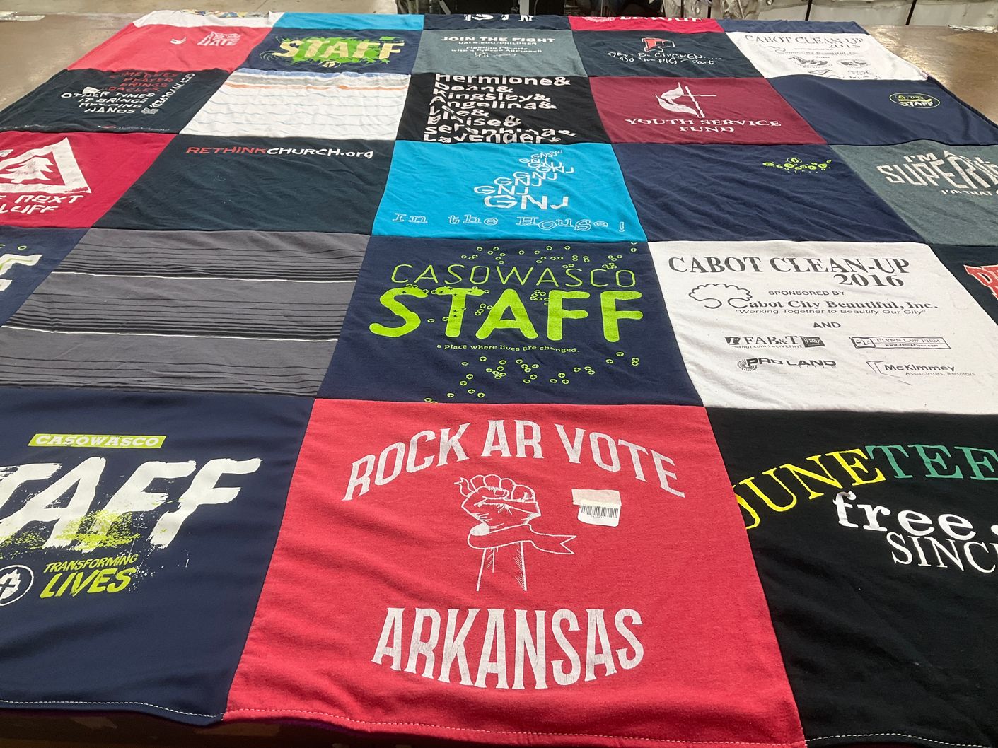 T-shirt quilt with community service, voting rights themes by Jerome from MD