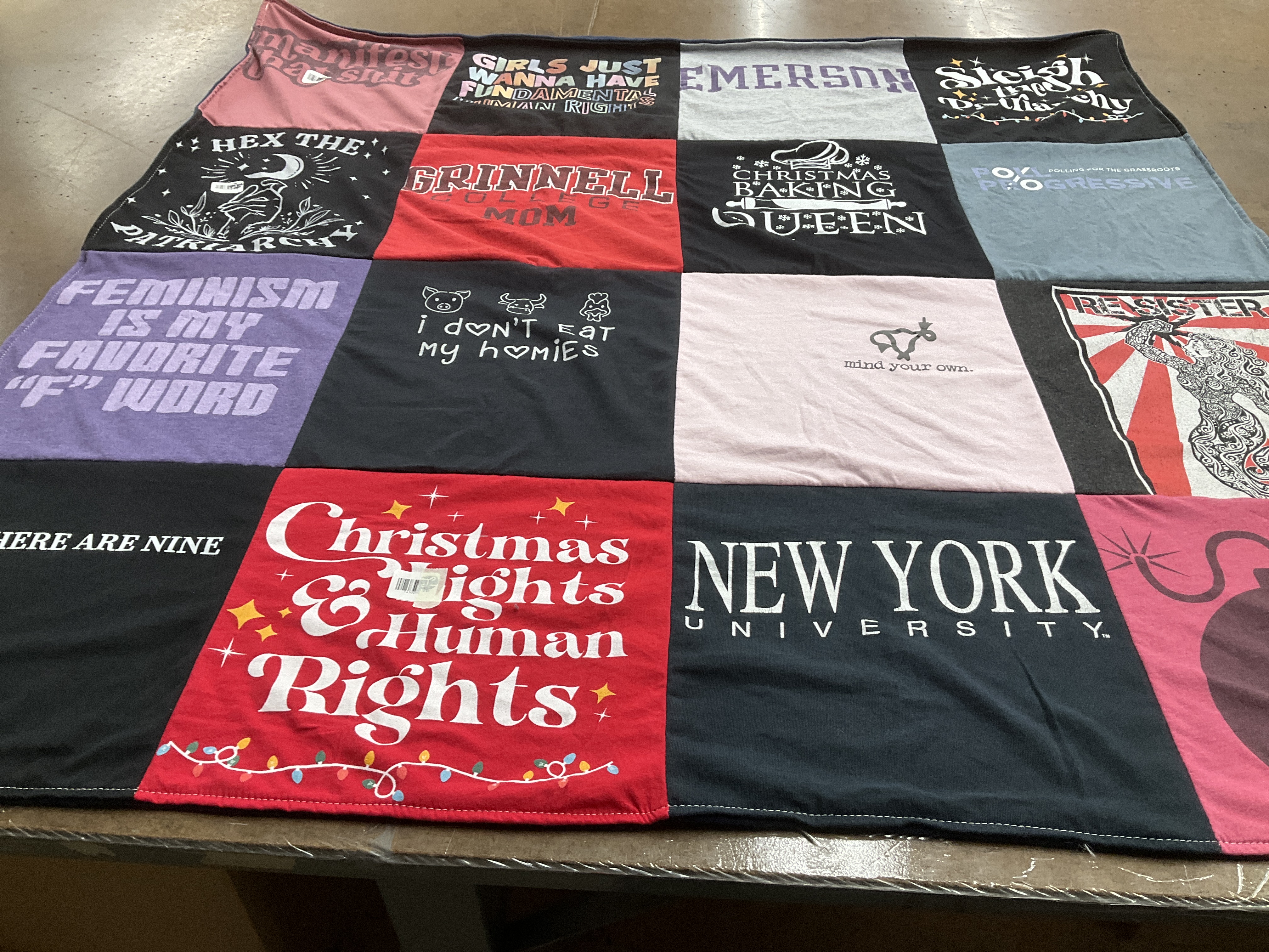 T-shirt quilt from new york university, grinnell college by Melinda from KS
