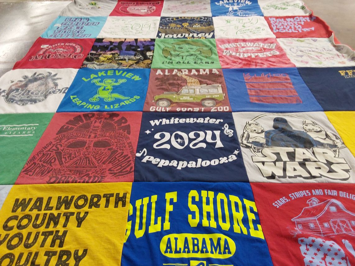 T-shirt quilt from lakeview elementary school by Maryann from WI