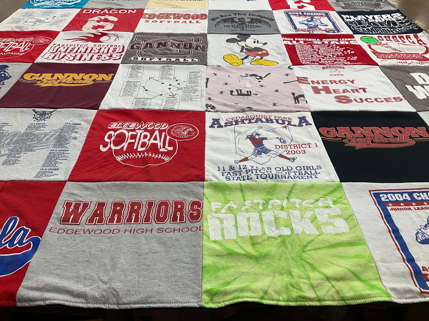 T-shirt quilt featuring warriors by Georgia from OH