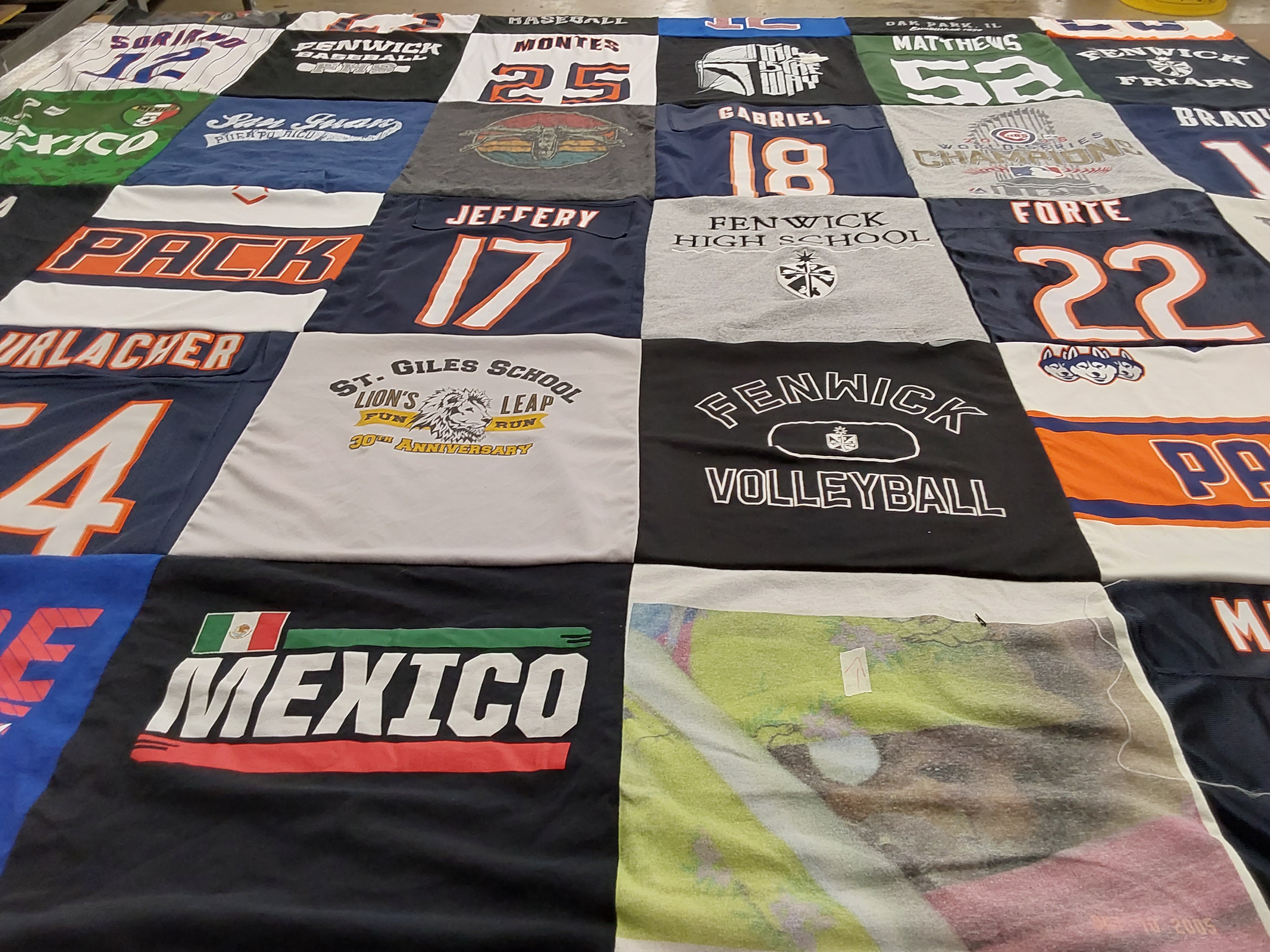 T-shirt quilt featuring fenwick high school volleyball, chicago bears by Rigo from IL