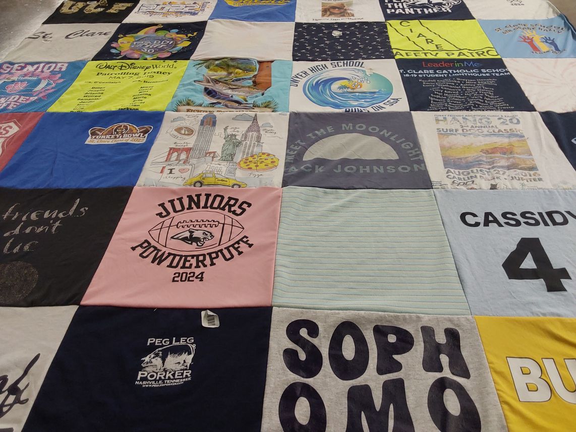 T-shirt quilt featuring juniors powderpuff by Lillian from FL